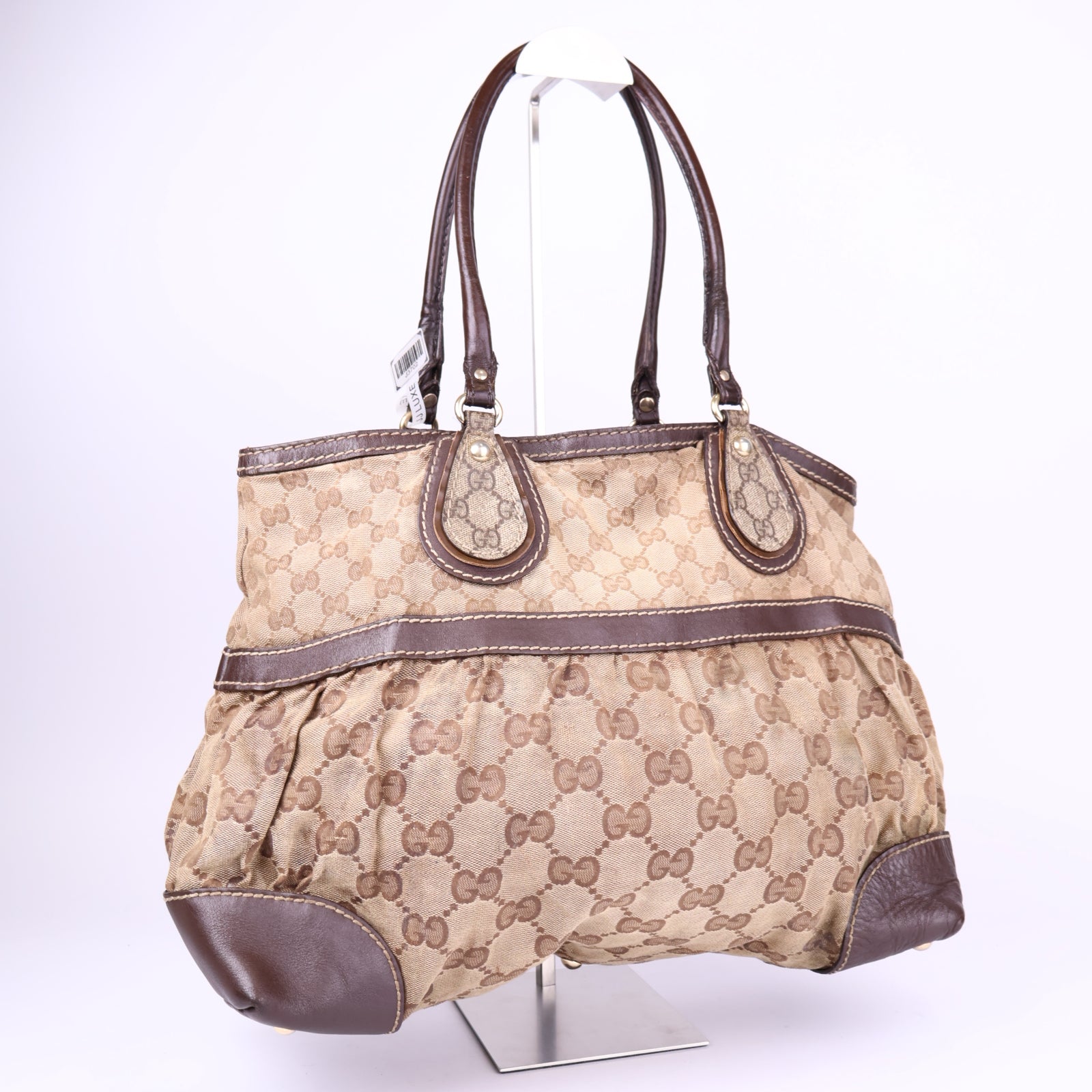 J3702-Gucci GG Monogram Supreme Mix Crystal Satchel Tote Bag- Pre Owned