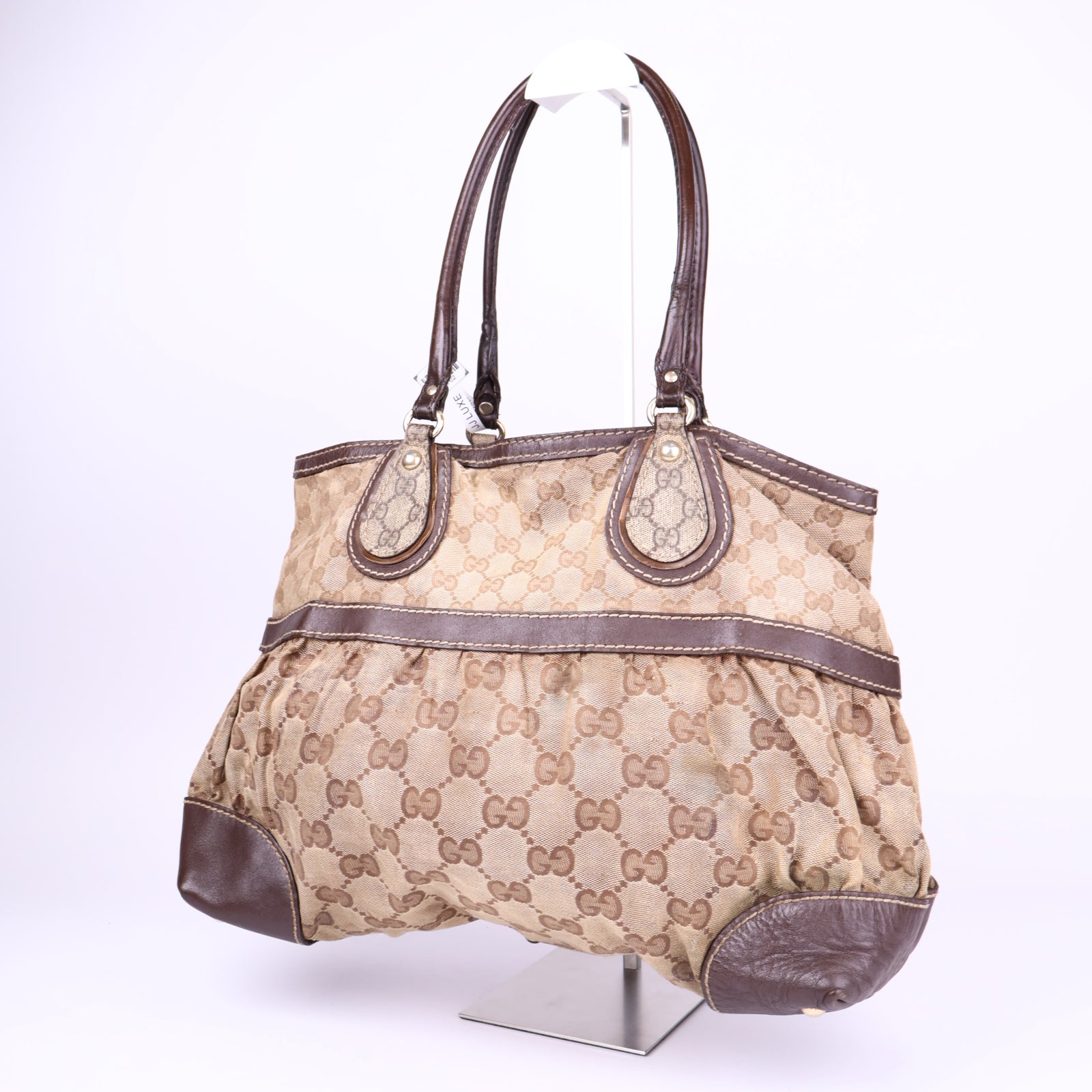 OJ3702-Gucci GG Monogram Supreme Mix Crystal Satchel Tote Bag- Pre Owned