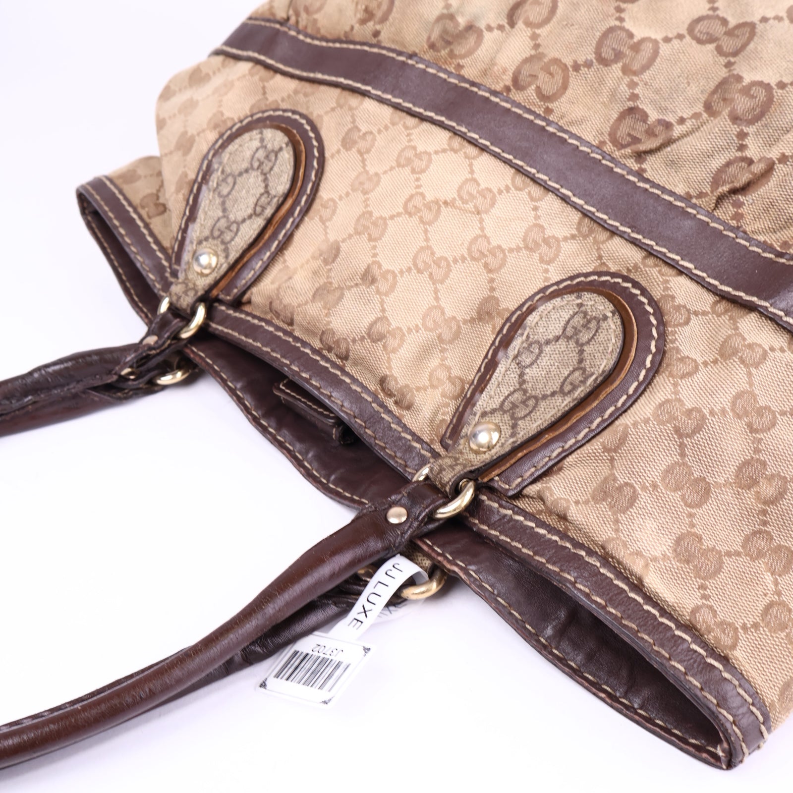 OJ3702-Gucci GG Monogram Supreme Mix Crystal Satchel Tote Bag- Pre Owned