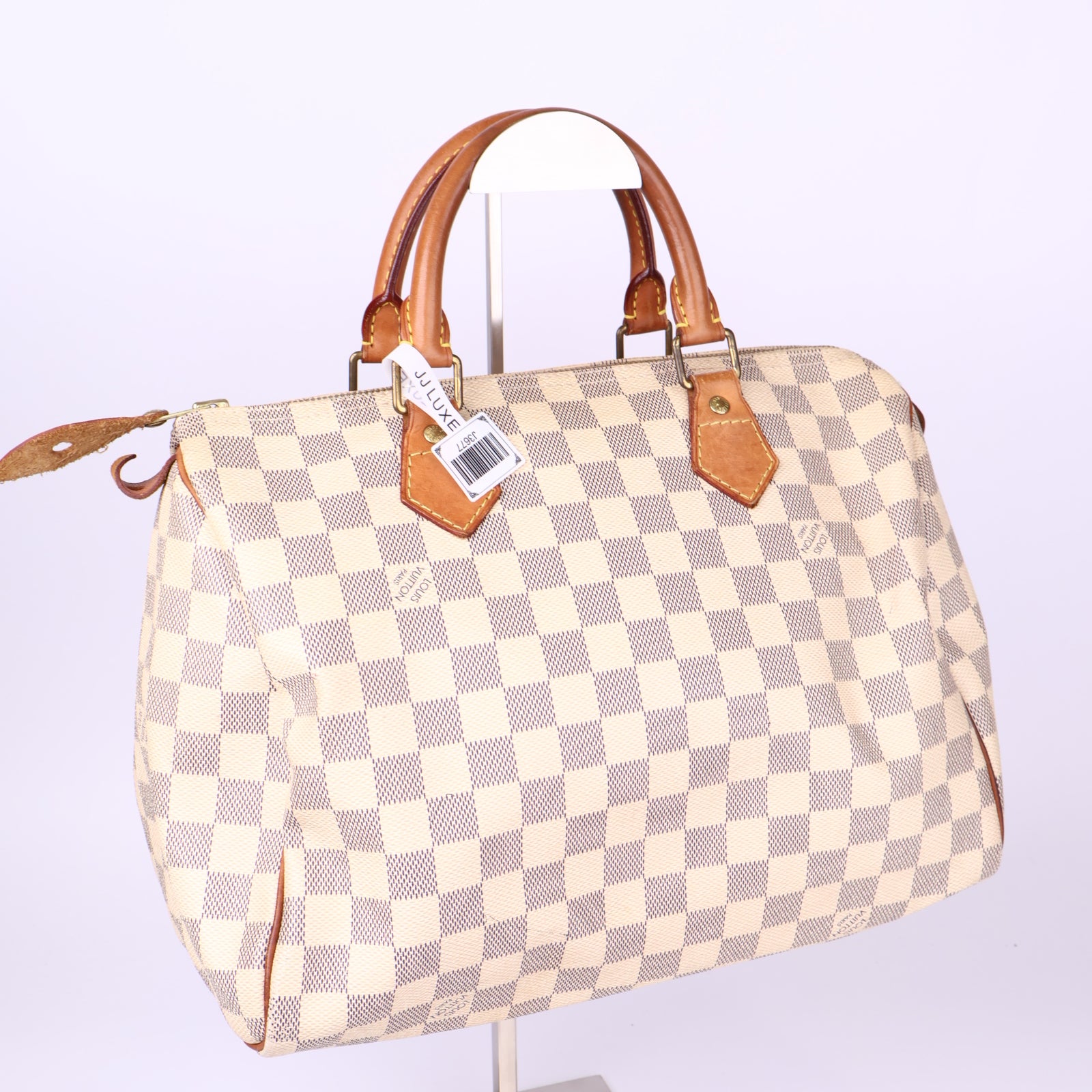 J3677-Louis Vuitton Speedy 30 handbag in azur damier canvas- Pre Owned