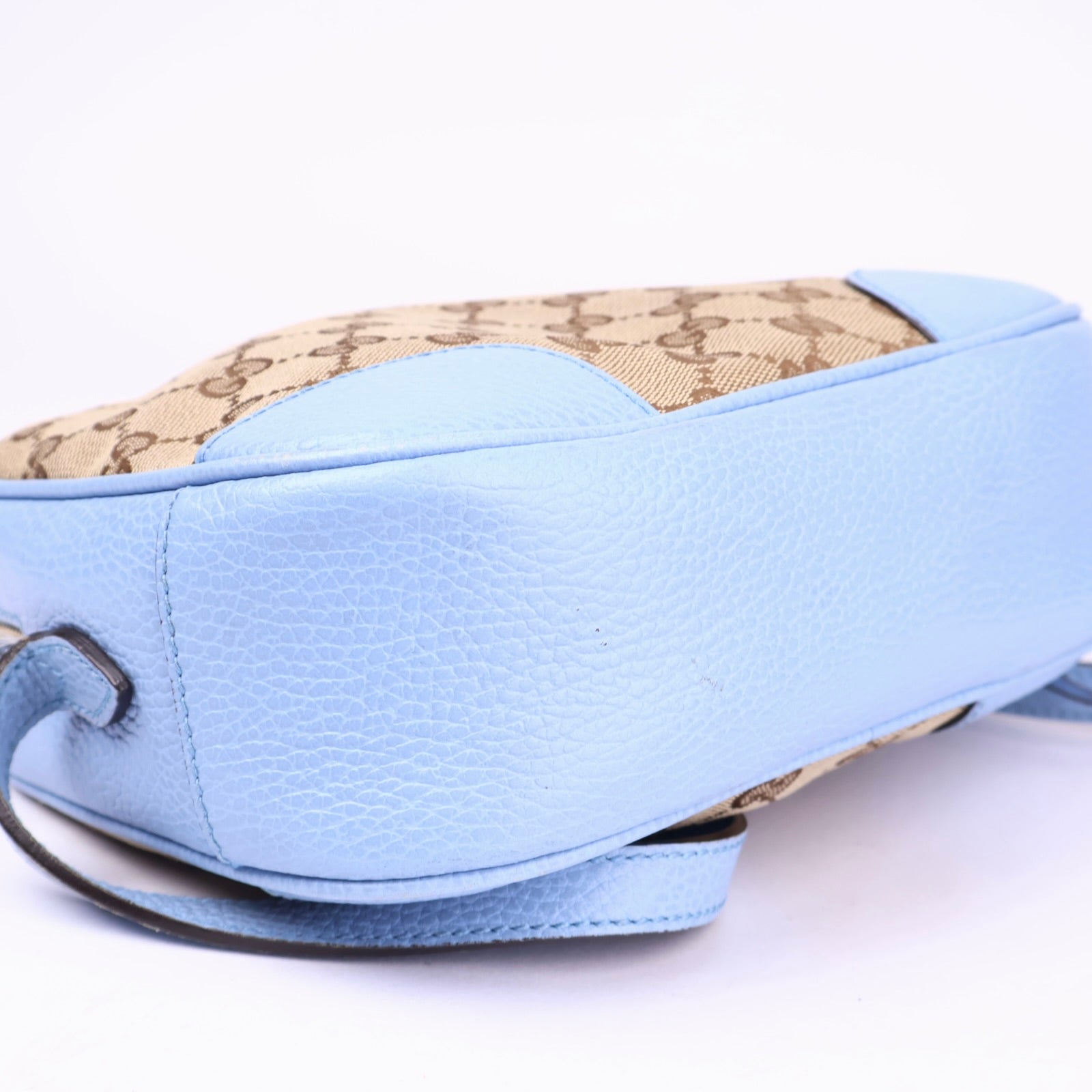 J3699 GUCCI GG Canvas Shoulder Bag Beige Light Blue- Pre Owned