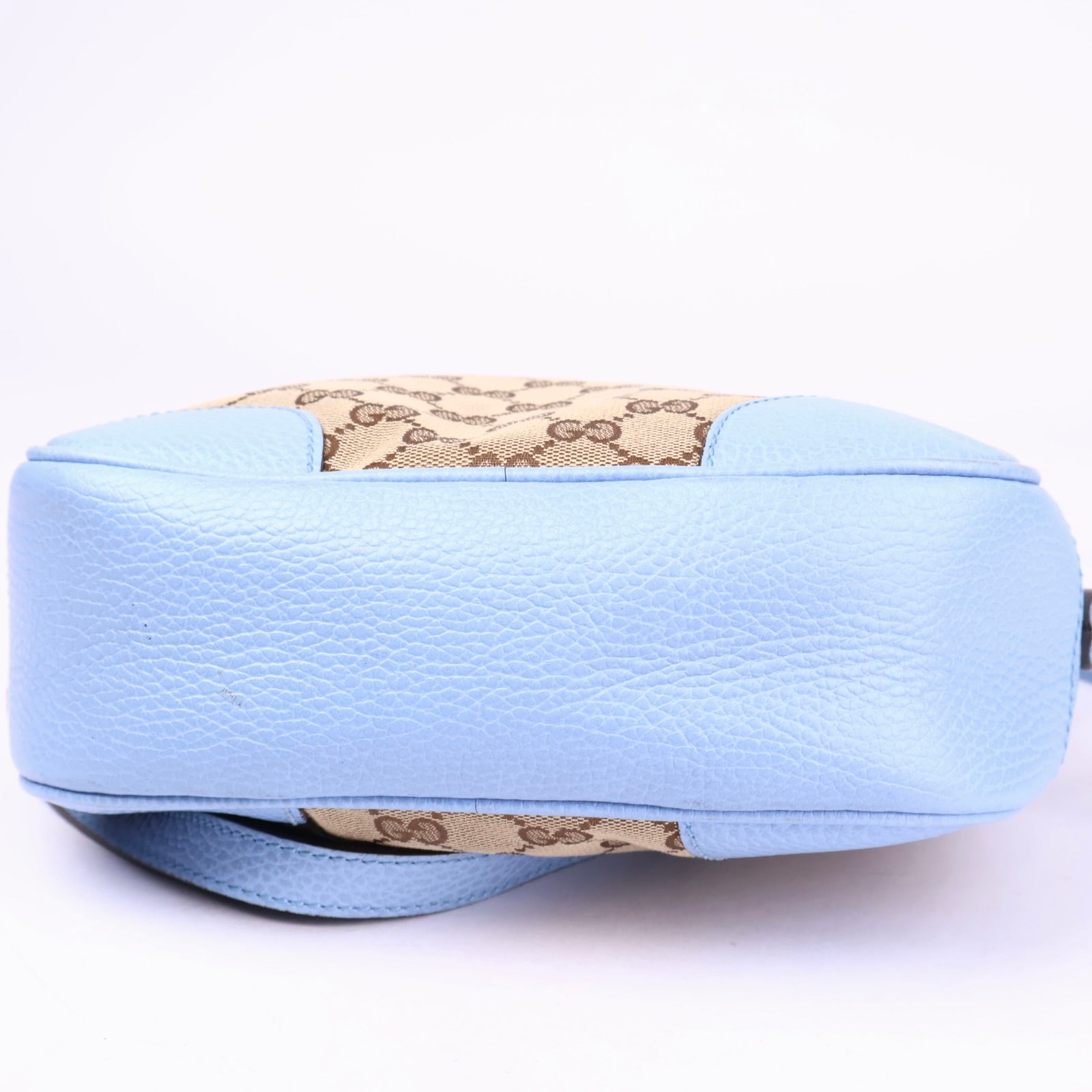 J3699 GUCCI GG Canvas Shoulder Bag Beige Light Blue- Pre Owned