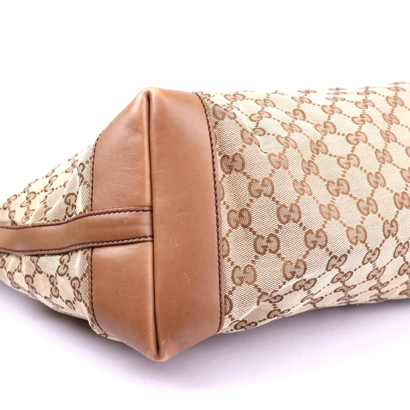 J3419 Gucci GG Canvas Craft Brown Totes Handbag- Pre Owned