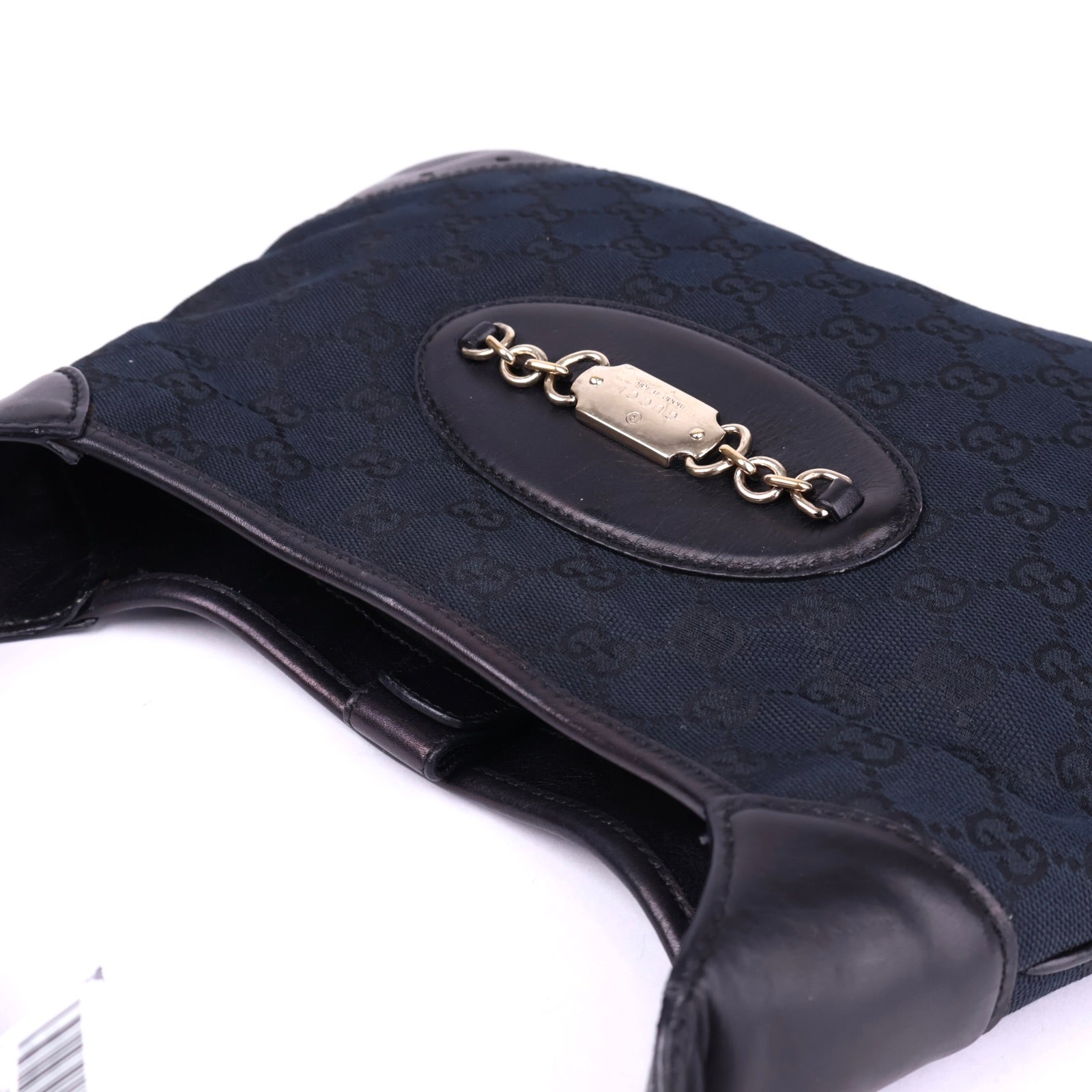 J3506 Gucci Black Jackie Guccissima Punch Hobo Bag- Pre Owned