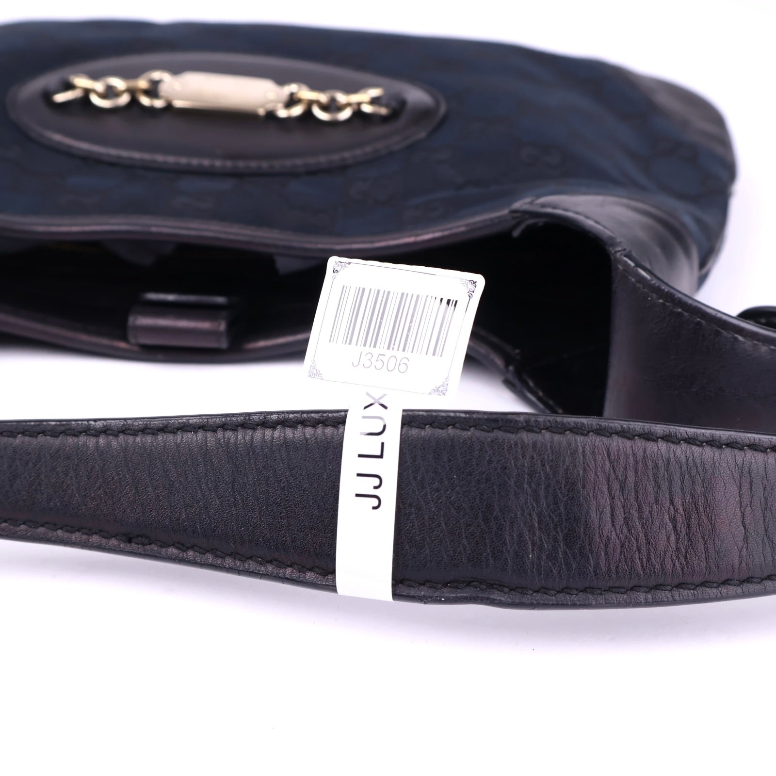 J3506 Gucci Black Jackie Guccissima Punch Hobo Bag- Pre Owned