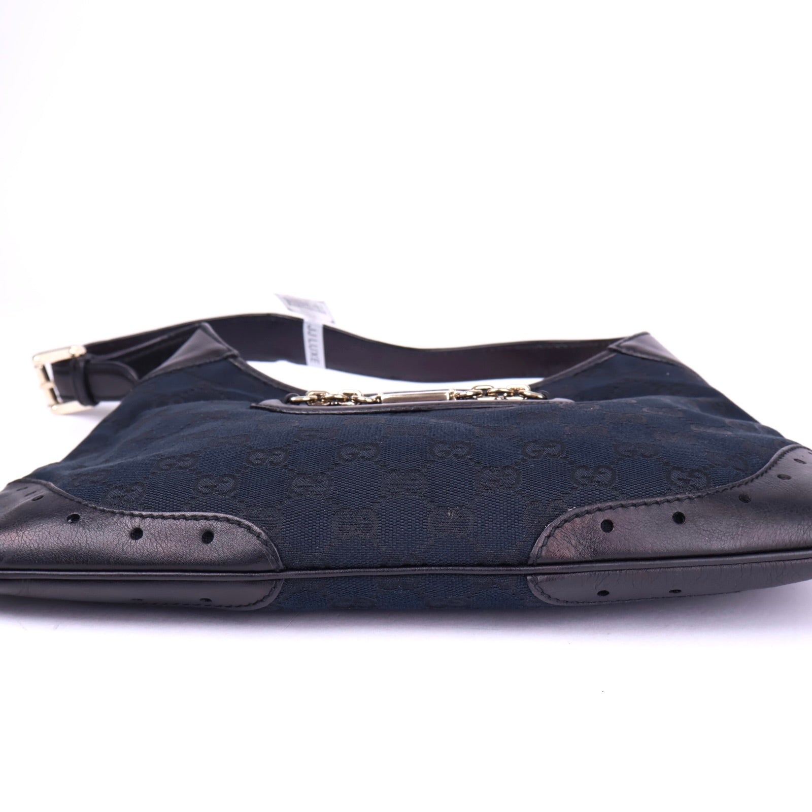 J3506 Gucci Black Jackie Guccissima Punch Hobo Bag- Pre Owned