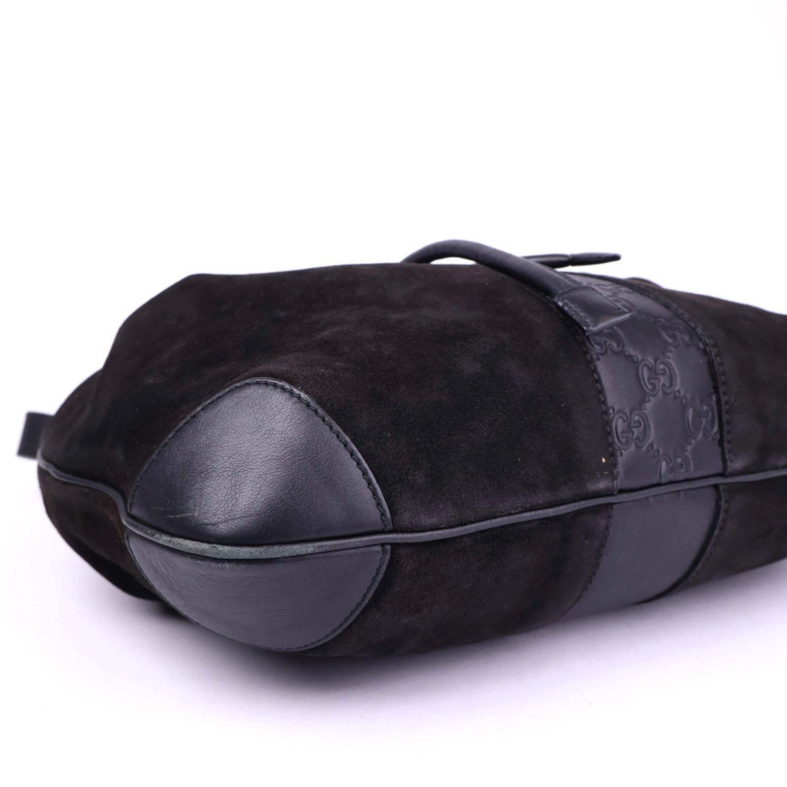 J3505 Gucci Brown Suede and Leather Drawstring Hobo Bag- Pre Owned