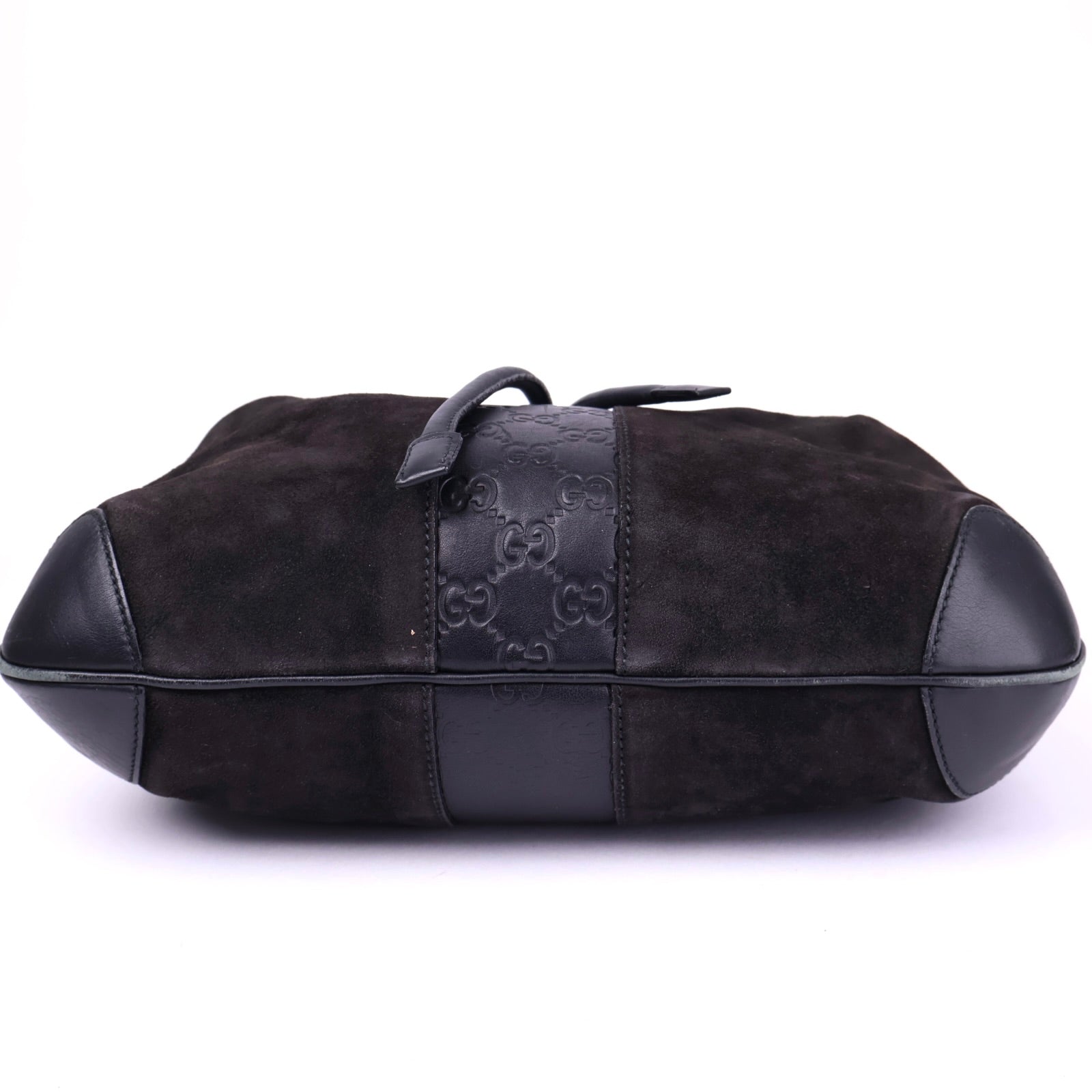 J3505 Gucci Brown Suede and Leather Drawstring Hobo Bag- Pre Owned