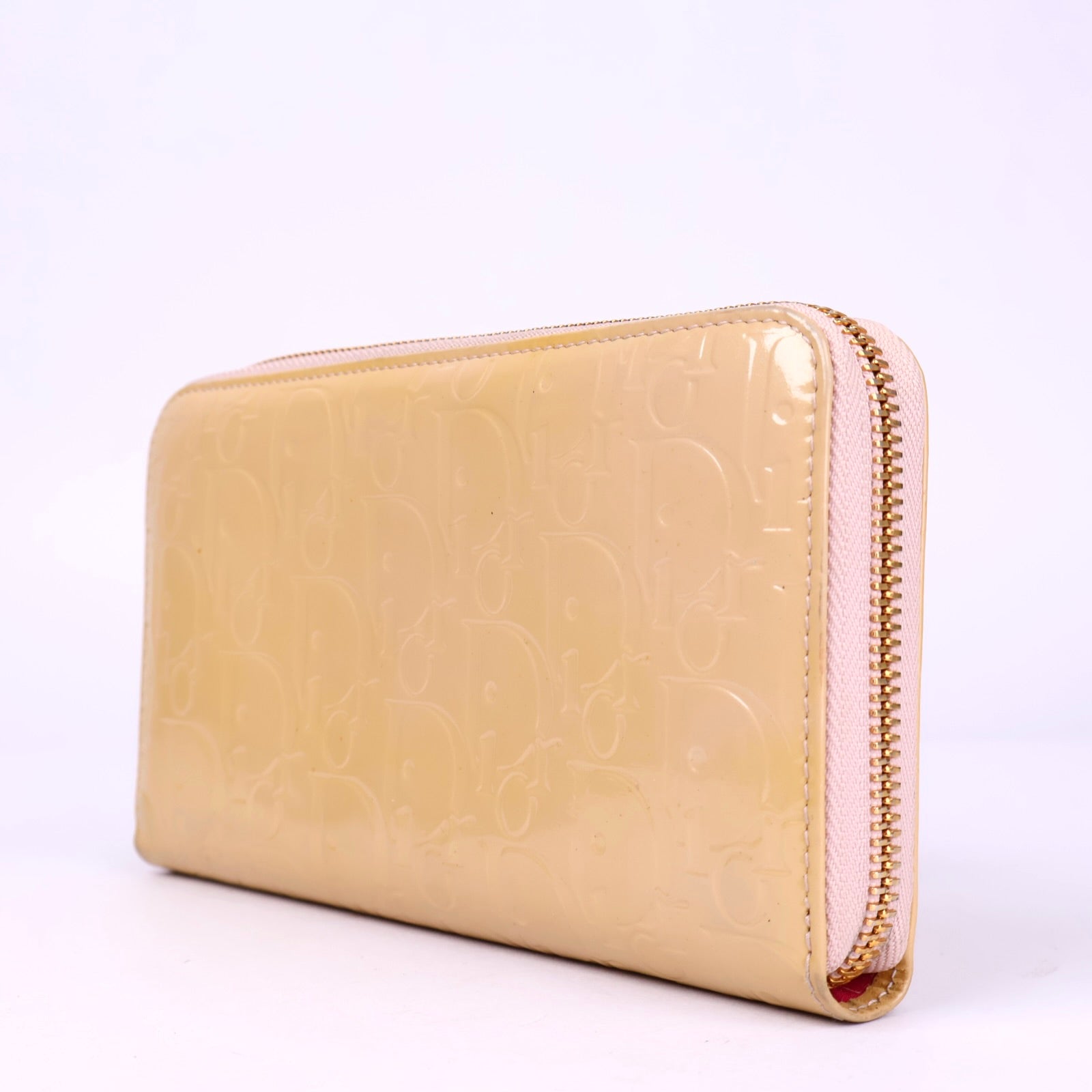 J3414 Dior Yellow Patent Leather Trotter Zip Wallet- Pre Owned