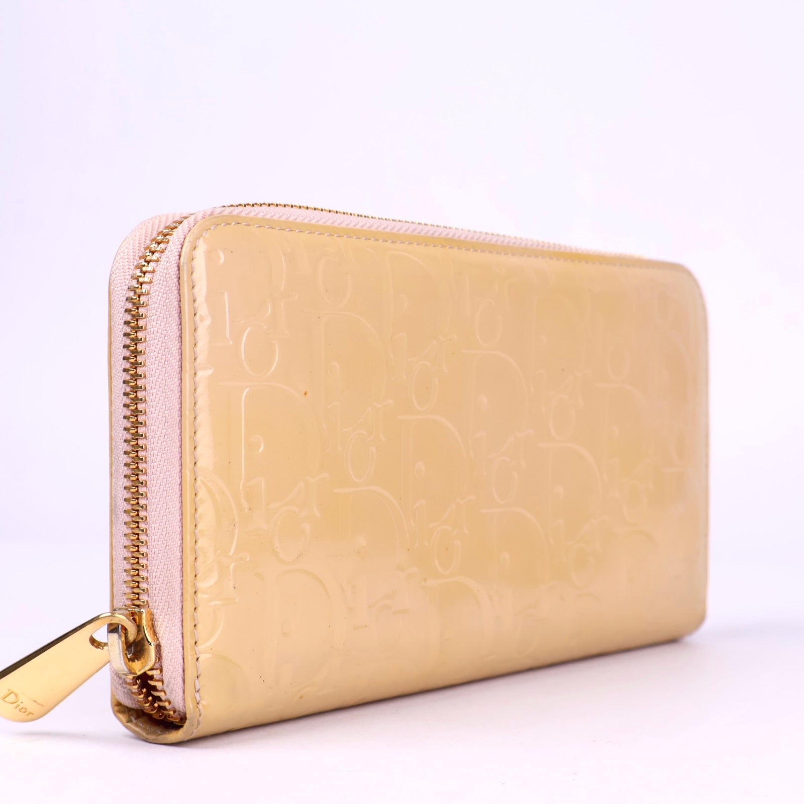 J3414 Dior Yellow Patent Leather Trotter Zip Wallet- Pre Owned