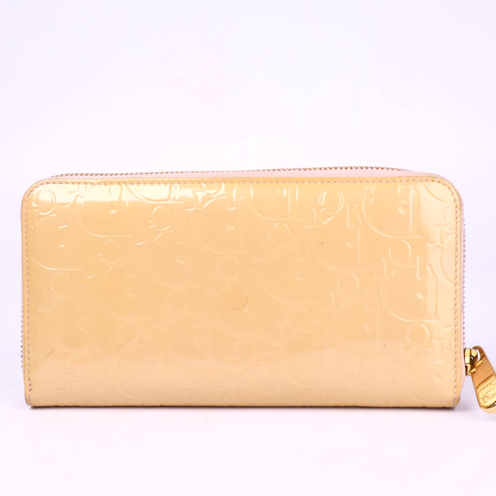 J3414 Dior Yellow Patent Leather Trotter Zip Wallet- Pre Owned