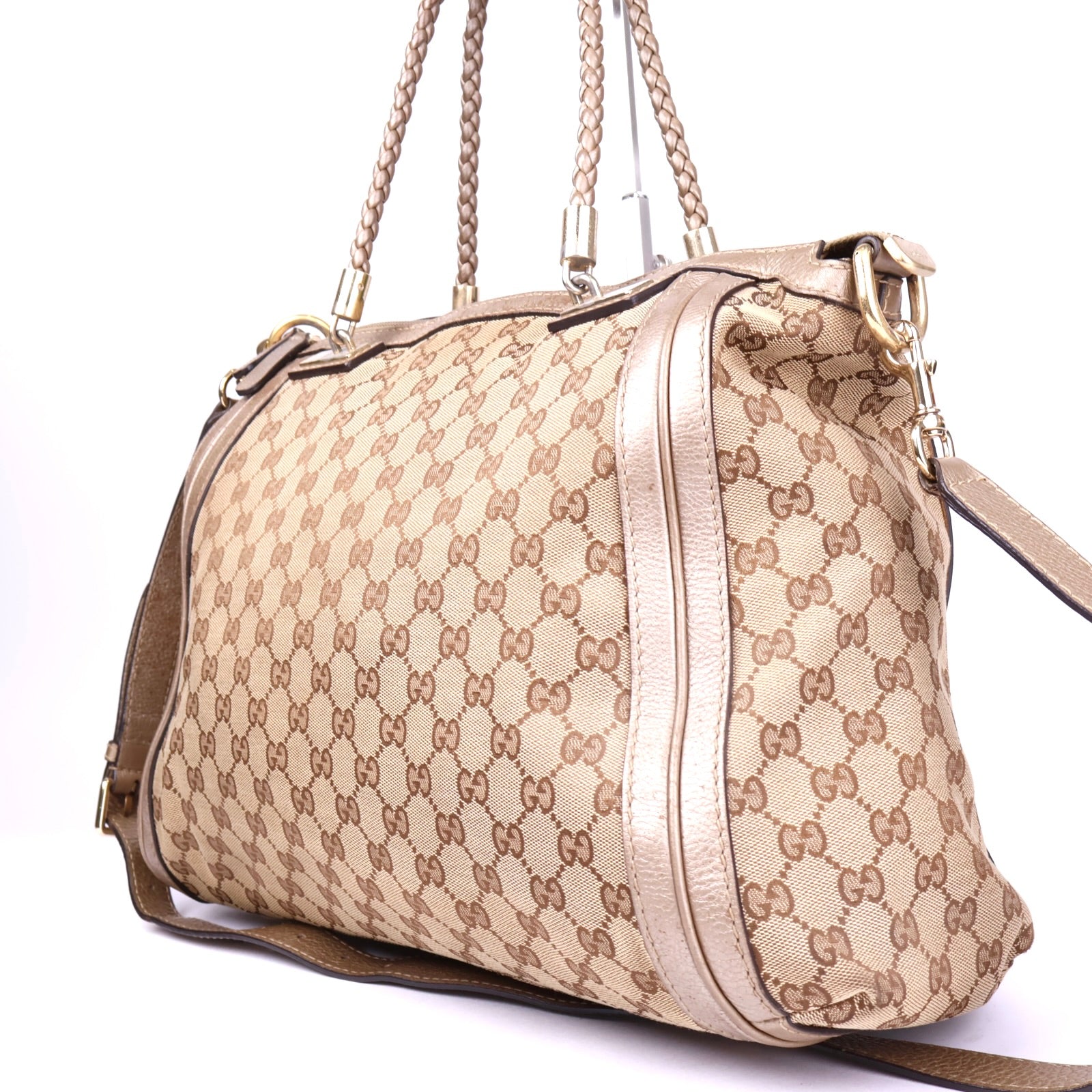 J3501 Gucci GG Canvas Bella Convertible Tote Bag- Pre Owned