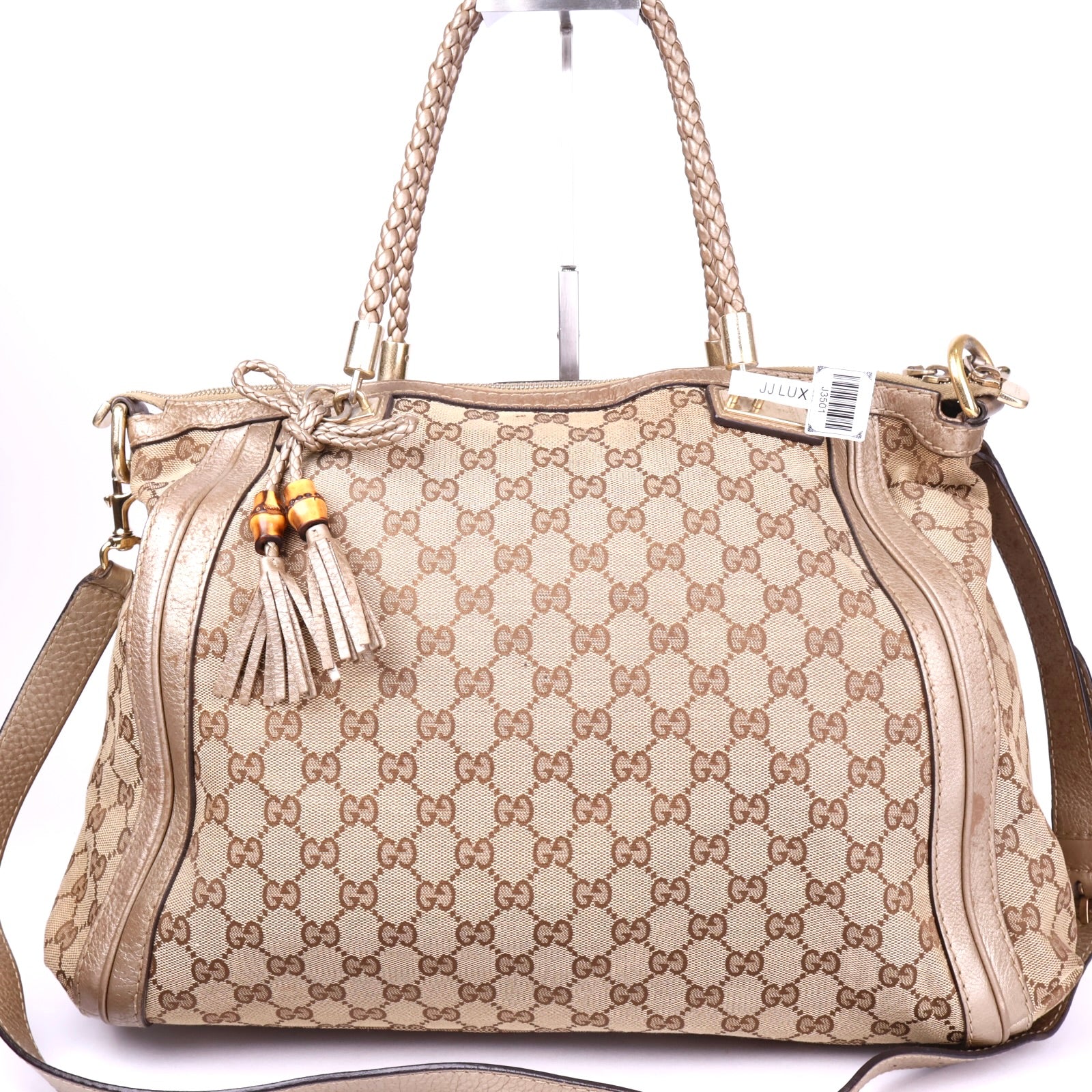 J3501 Gucci GG Canvas Bella Convertible Tote Bag- Pre Owned