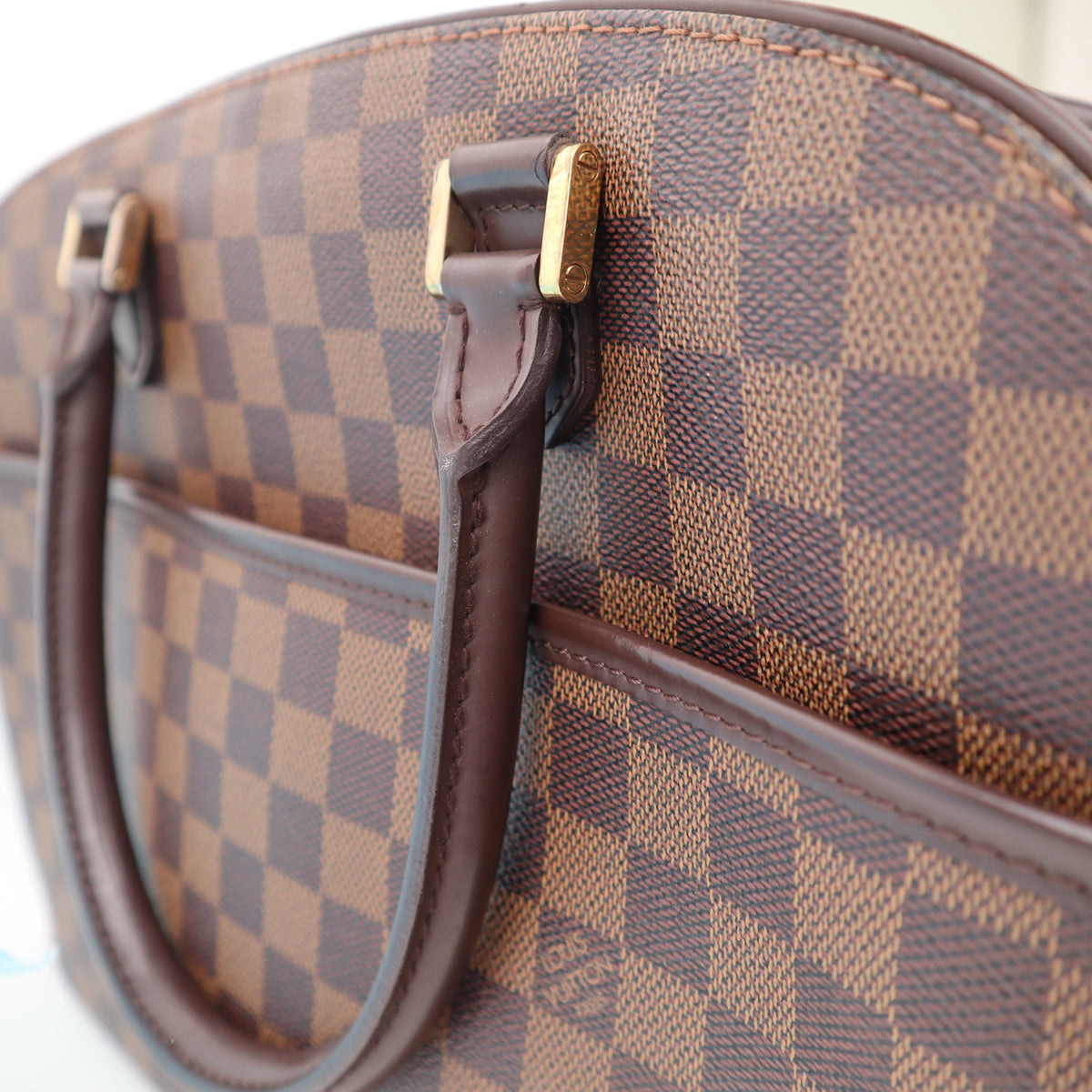 C2849 Louis Vuitton Top Handle Bag Sarria Horizontal | Pre-Owned Very Good Brown Damier Ebene coated canvas, leather trim