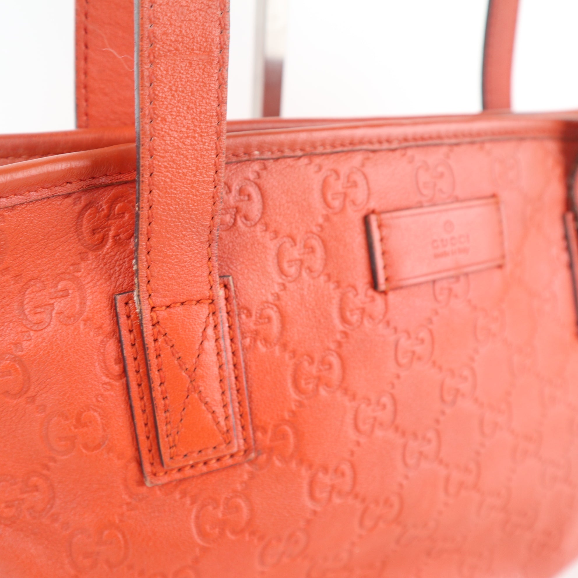 C1949 Gucci Tote Bag Orange Guccissima Leather Small Shopper Tote | Pre-Owned Excellent Orange Guccissima Leather