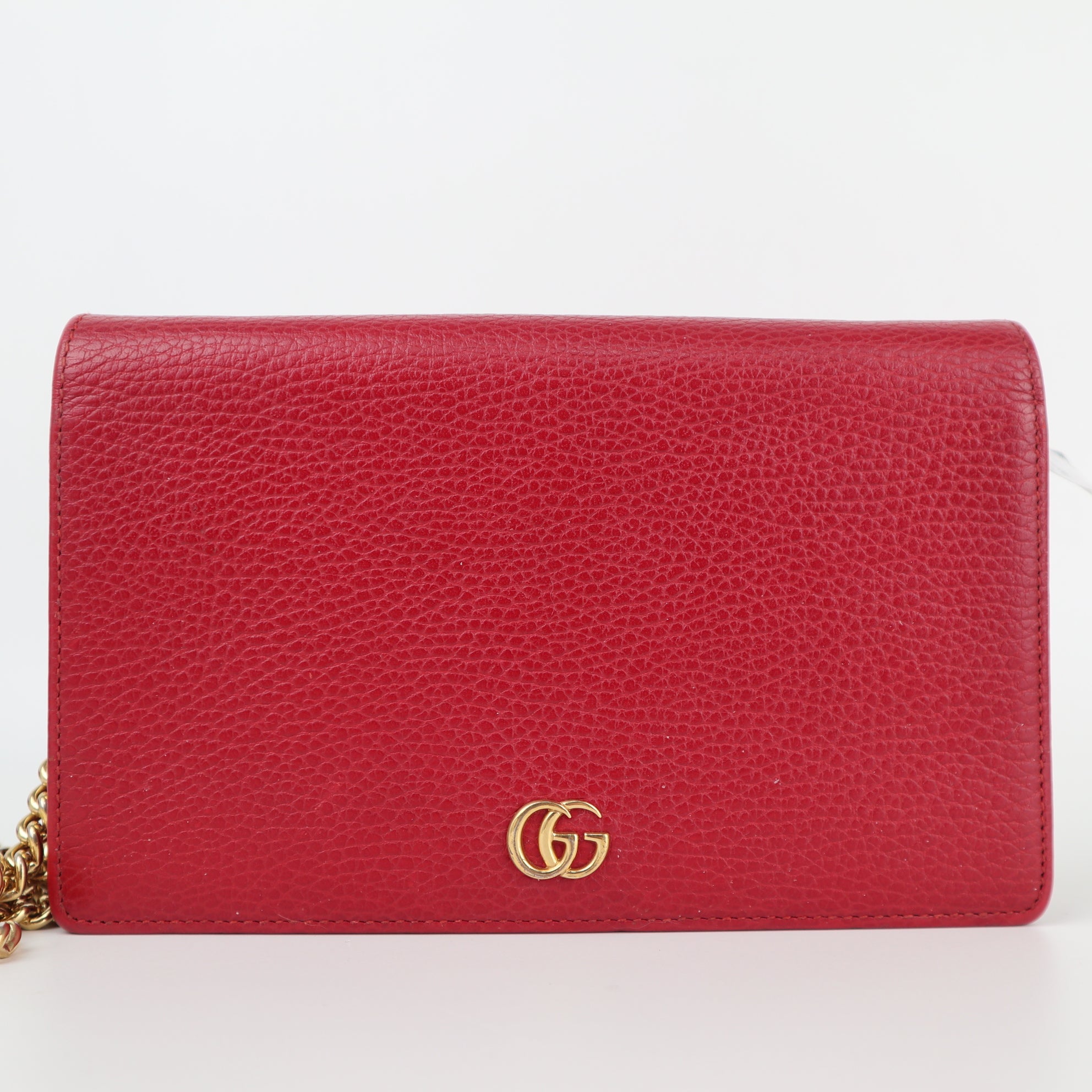 C1951 Gucci Wallet on Chain GG Marmont wallet on chain in Rosso Ancora red | Pre-Owned Excellent Red GG
