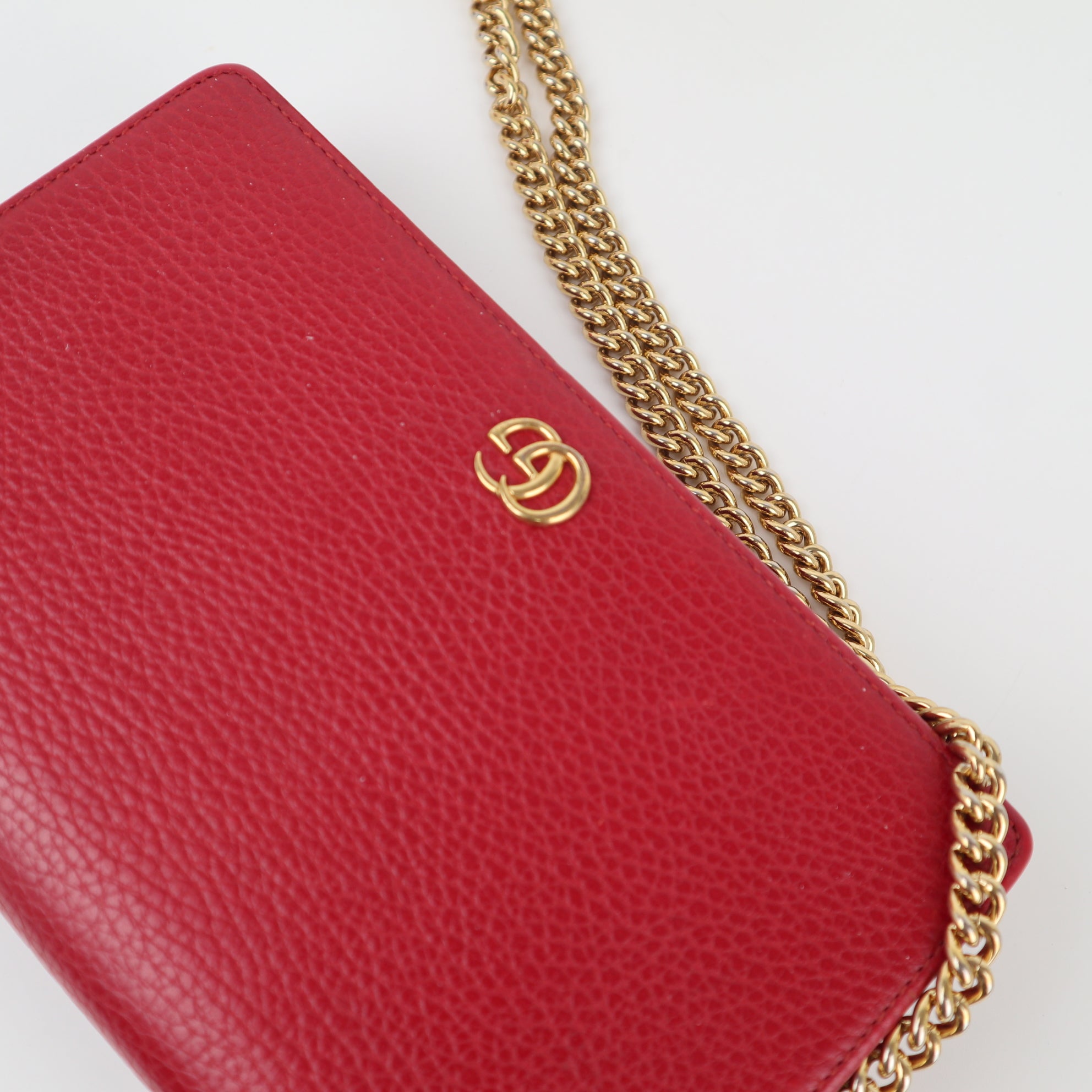 C1951 Gucci Wallet on Chain GG Marmont wallet on chain in Rosso Ancora red | Pre-Owned Excellent Red GG