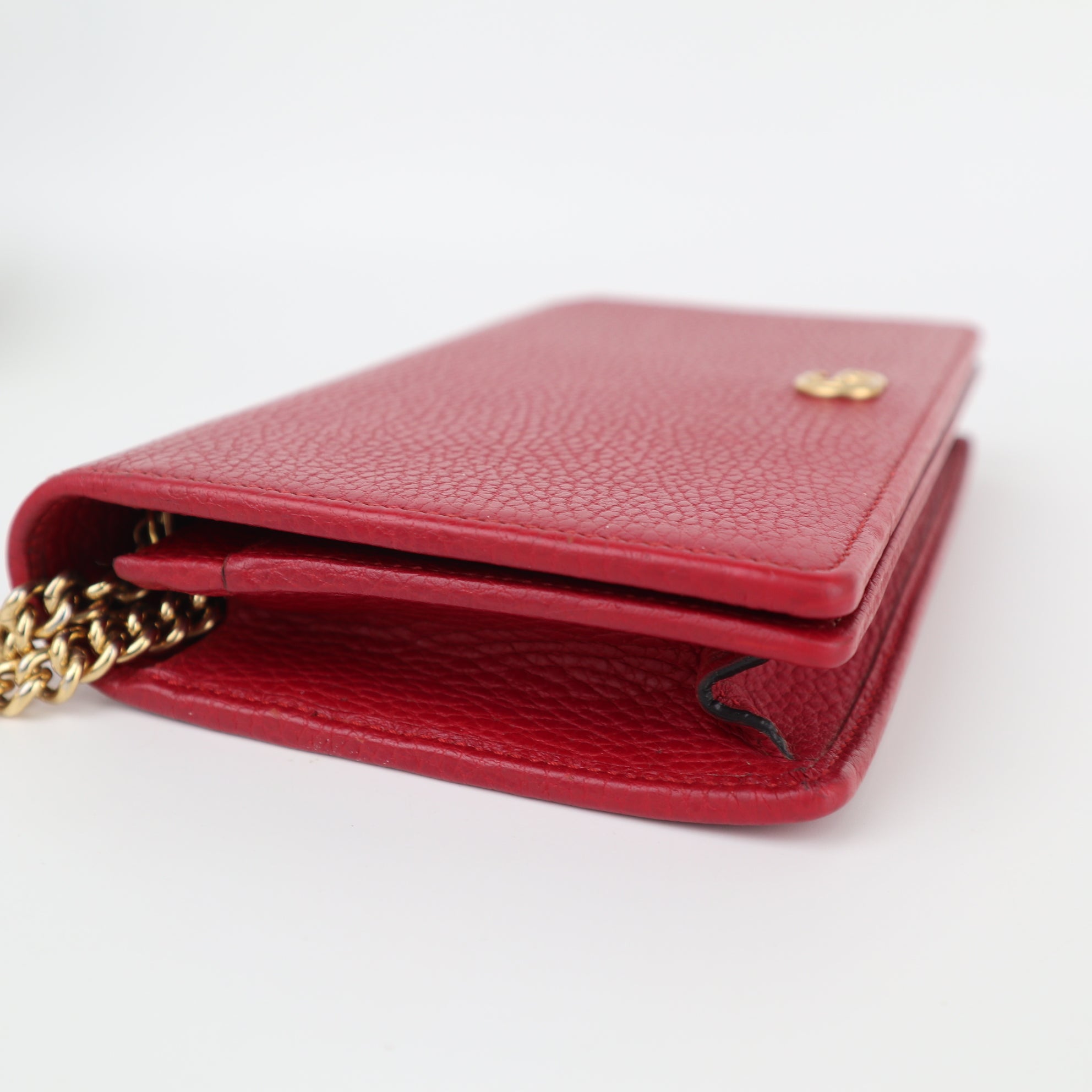 C1951 Gucci Wallet on Chain GG Marmont wallet on chain in Rosso Ancora red | Pre-Owned Excellent Red GG