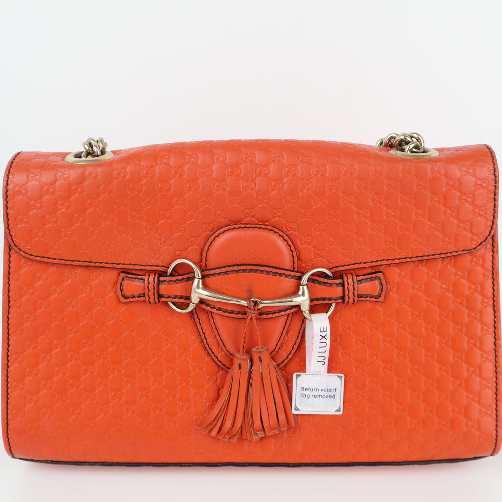 C1952 Gucci Crossbody Bag Microguccissima Medium Emily Chain Shoulder Bag Sun Orange | Pre-Owned Very Good Orange Microguccissima Leather