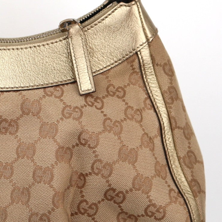 C2855# Gucci Hobo Shoulder Bag Gucci Abbey D-Ring Hobo Metallic Gold | Pre-Owned Very Good Gold