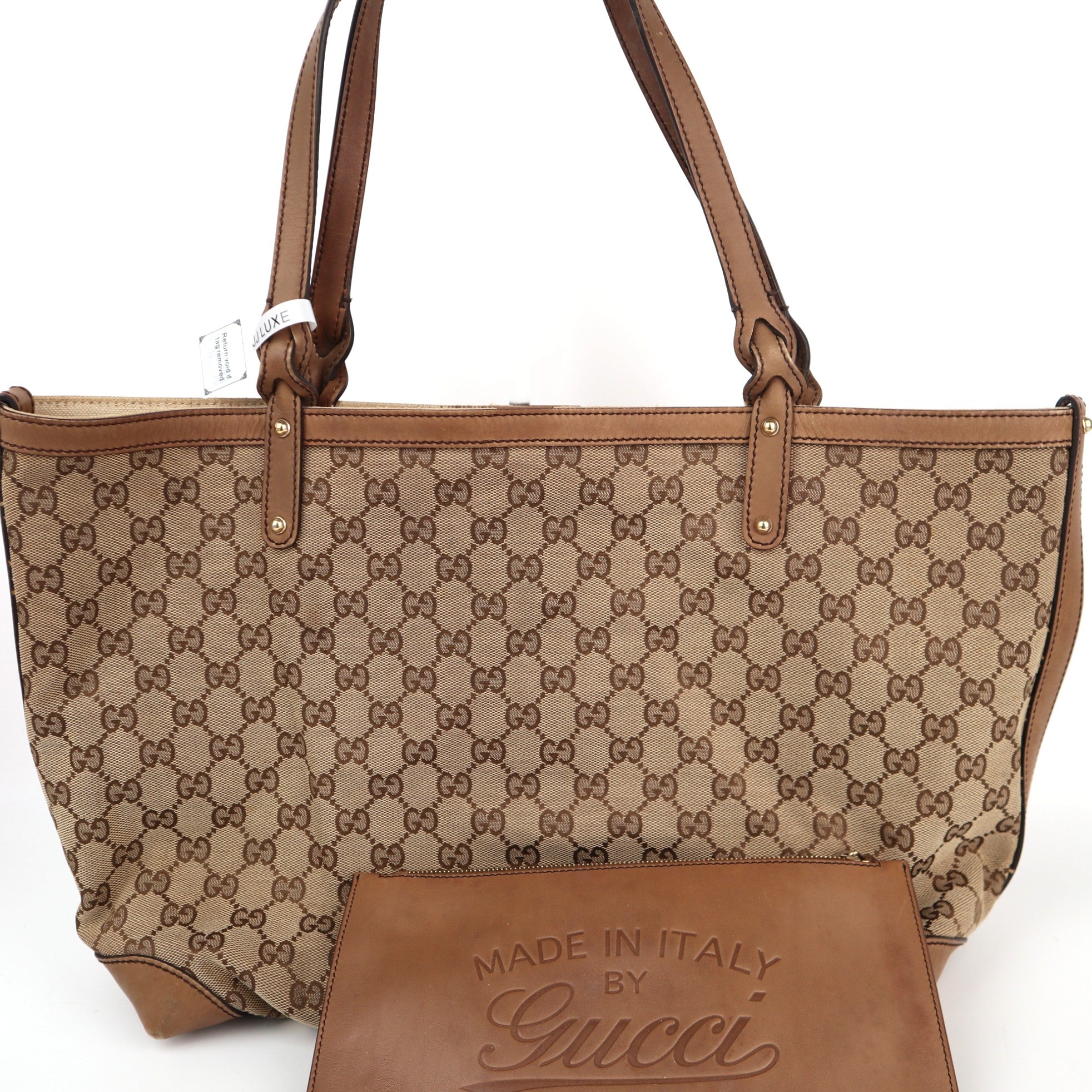 C1955 Gucci Tote Bag GG Tote Bag In With Pouch | Pre-Owned Very Good Brown Canvas GG Monogram