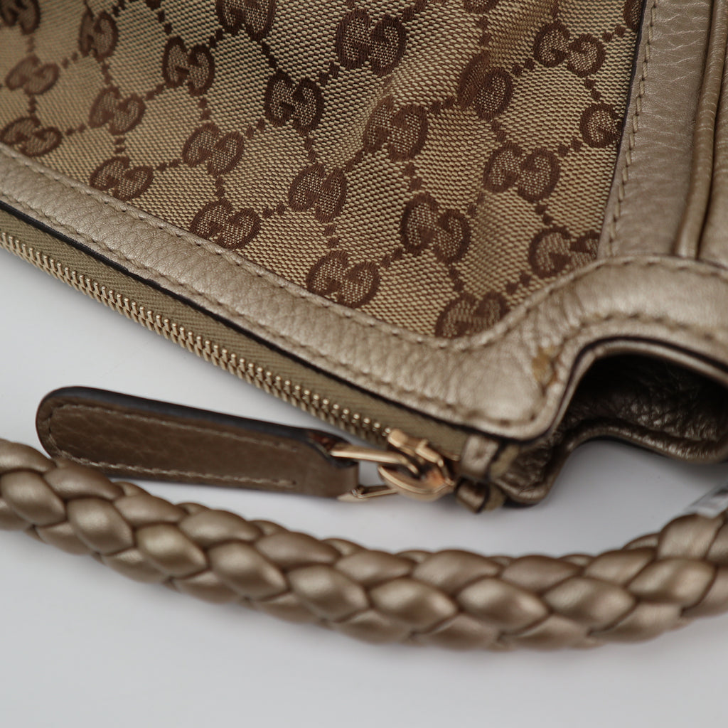 C2856 Gucci Hobo Shoulder Bag GG Canvas Bella Hobo | Pre-Owned Very Good Brown Canvas GG Monogram