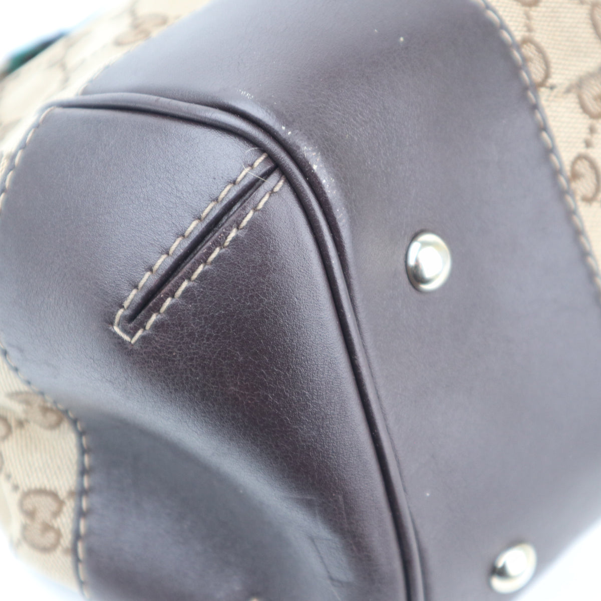 C2857 Gucci Shoulder Bag GG Canvas Mayfair Web Stripe Bow Tote | Pre-Owned Very Good Brown Canvas GG Monogram, Web Stripe