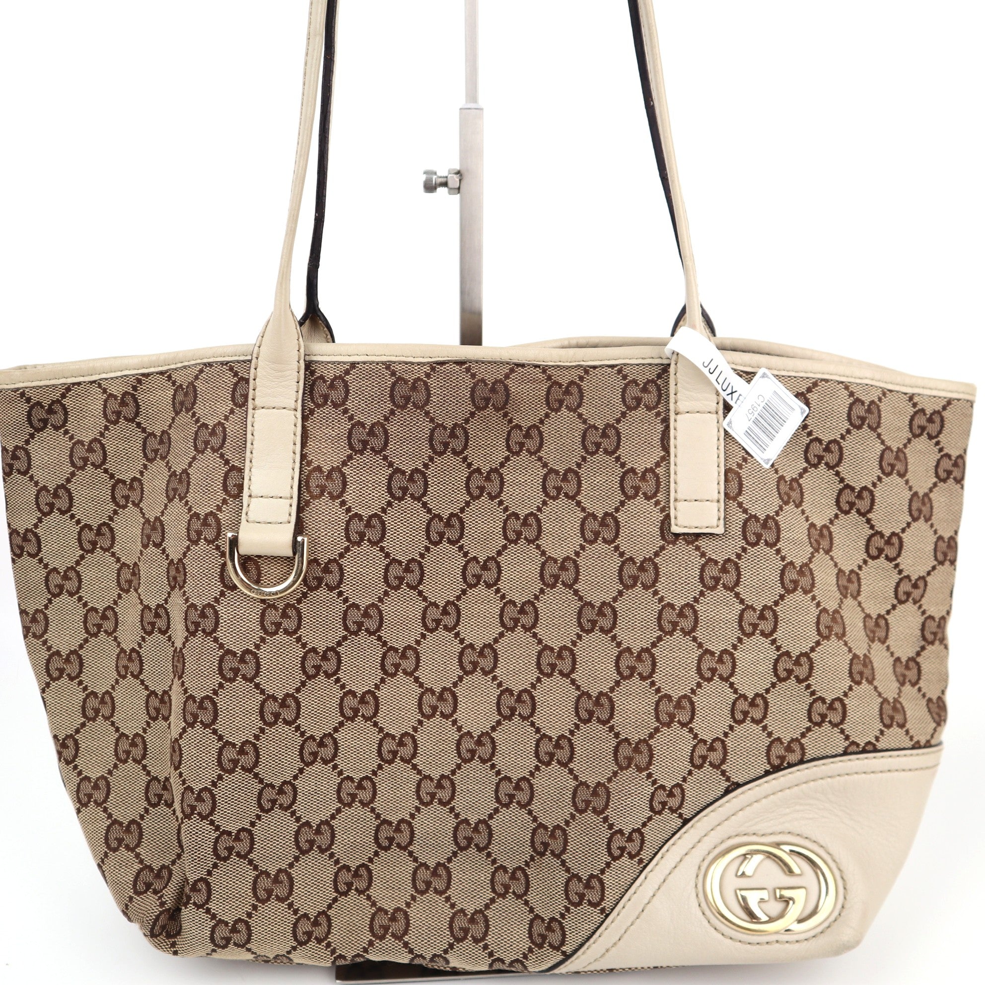 C1957 Gucci Tote Bag New Britt GG Pattern | Pre-Owned Excellent GG Monogram
