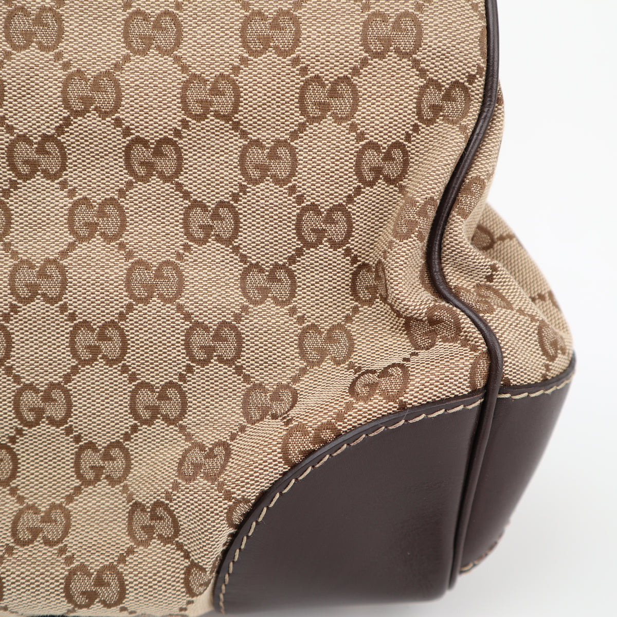 C2858 Gucci Shoulder Bag GG Canvas Mayfair Web Stripe Bow Tote | Pre-Owned Excellent Brown Canvas GG Monogram, Web Stripe