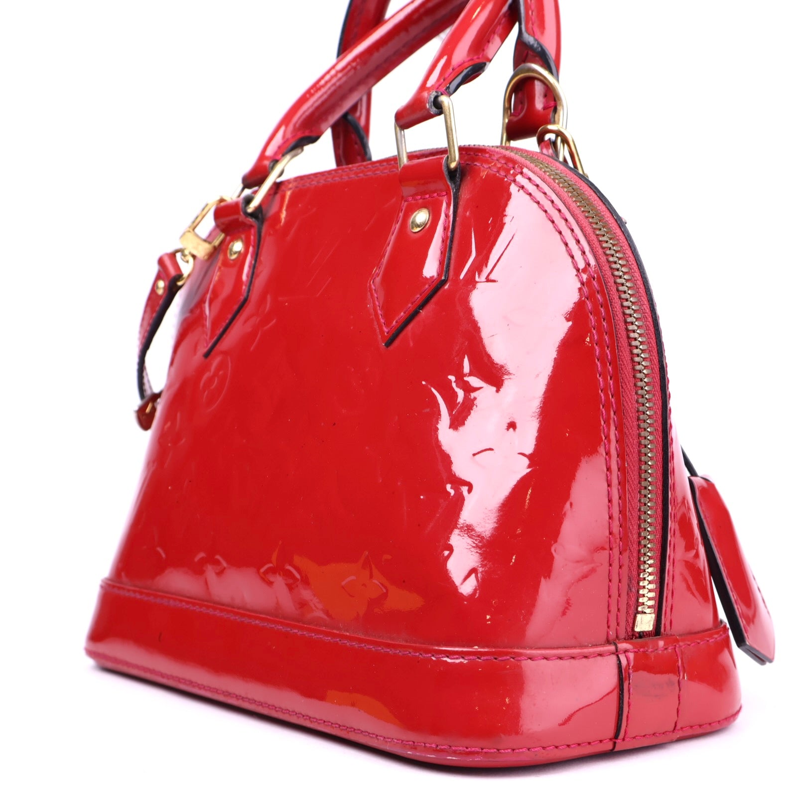 J3715 Louis Vuitton Alma BB in Pomme D'amour Vernis- Pre Owned