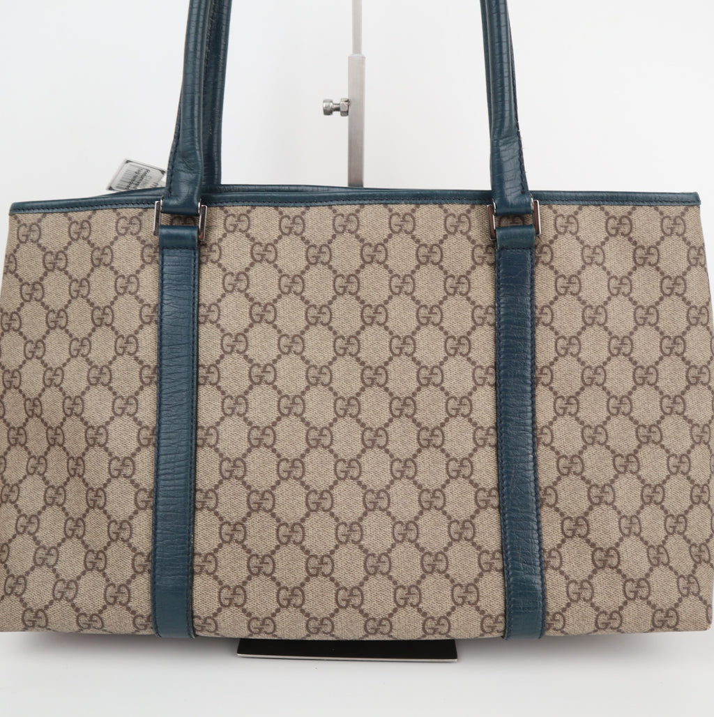 C1960 Gucci Tote Bag GG Supreme Joy Tote | Pre-Owned Excellent Green Canvas and Leather GG Supreme