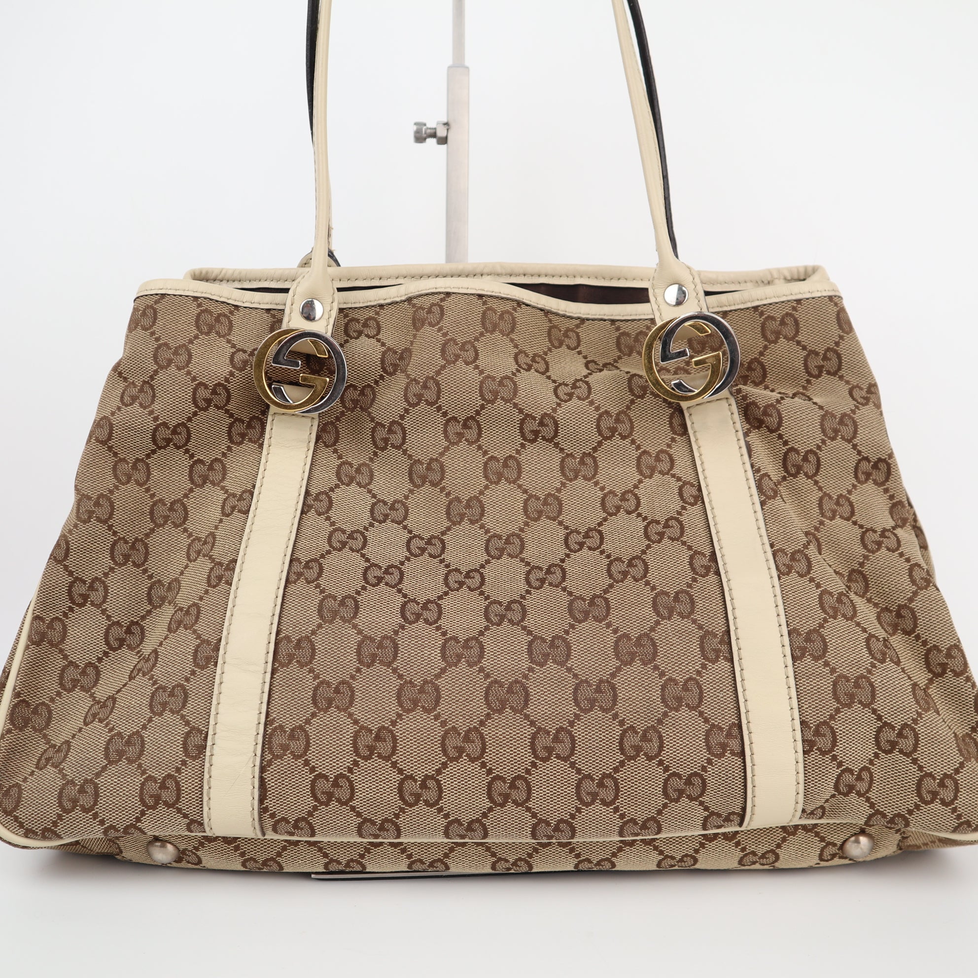 C1961 Gucci Tote Bag Monogram Twins Tote | Pre-Owned Very Good White Canvas Monogram