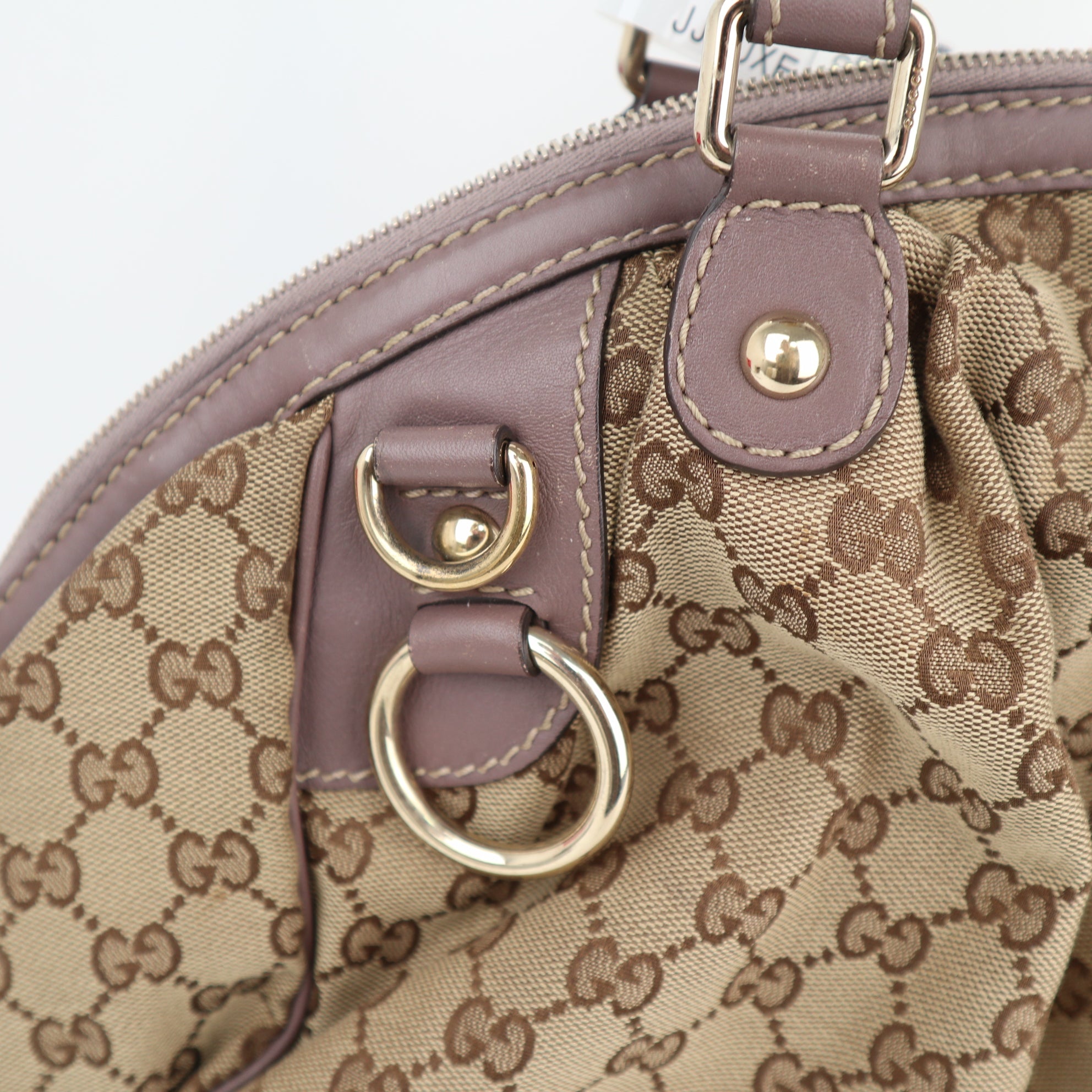 C1962 Gucci Tote Bag GG Medium Sukey Boston | Pre-Owned Excellent Beige/Lavender Canvas GG Monogram