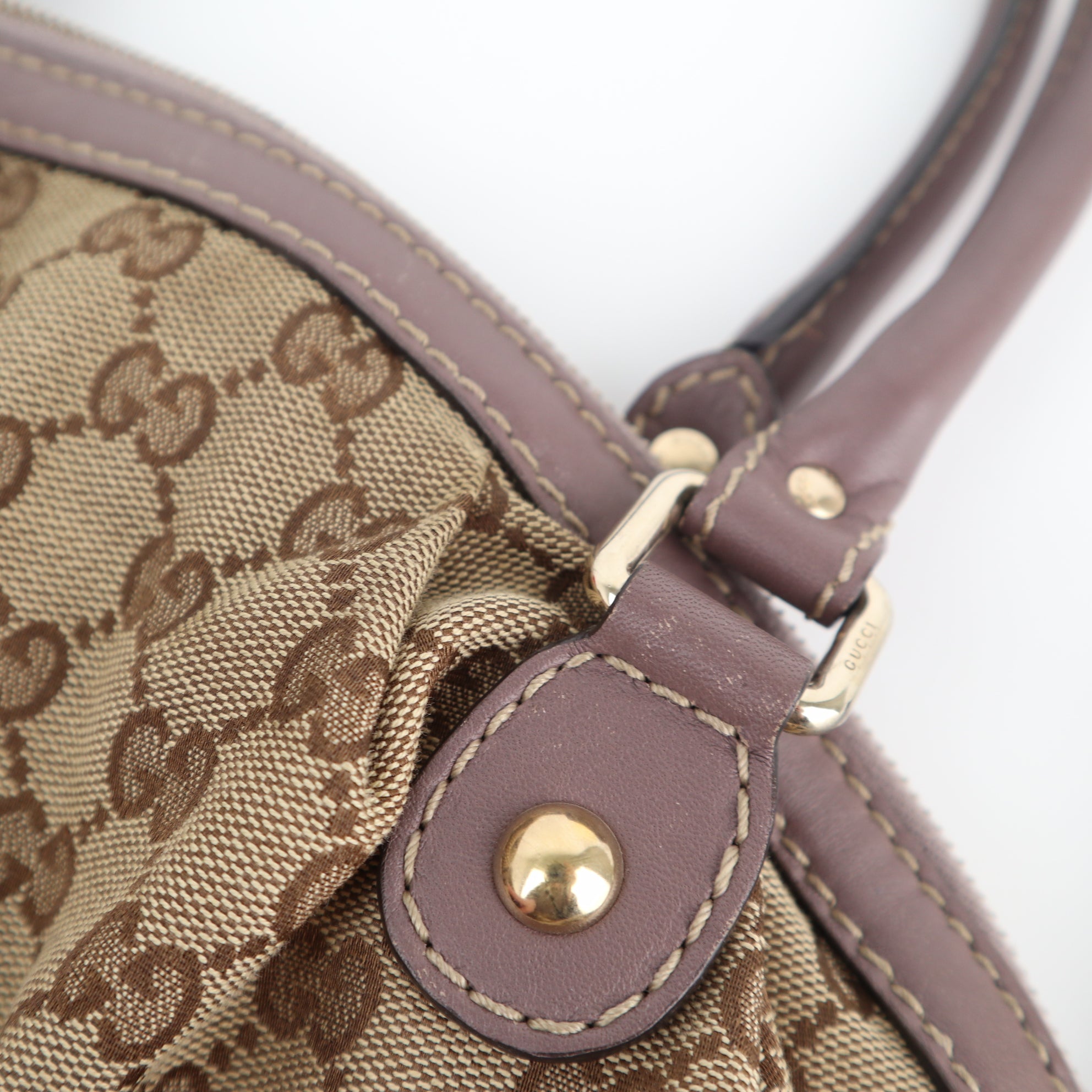 C1962 Gucci Tote Bag GG Medium Sukey Boston | Pre-Owned Excellent Beige/Lavender Canvas GG Monogram