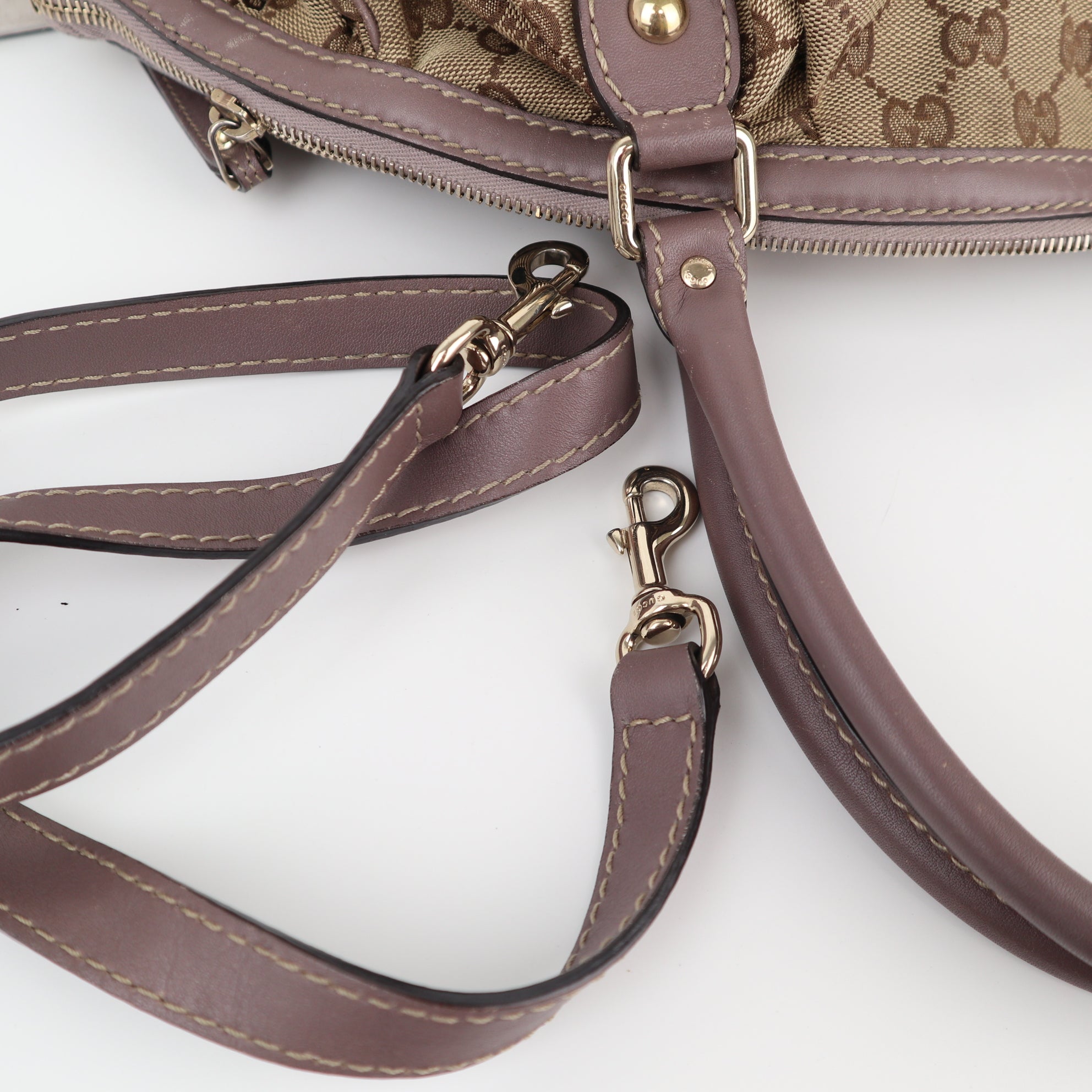 C1962 Gucci Tote Bag GG Medium Sukey Boston | Pre-Owned Excellent Beige/Lavender Canvas GG Monogram