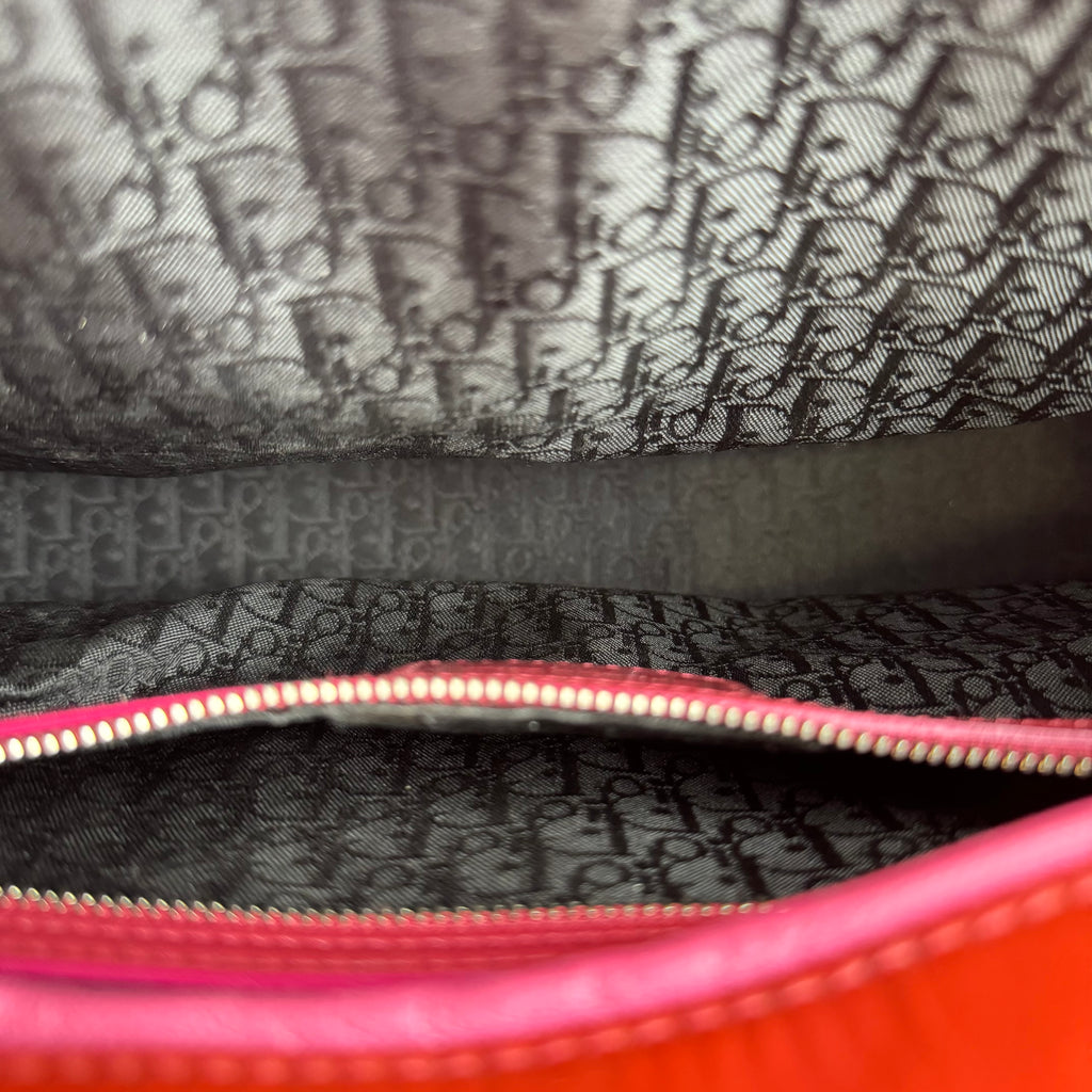 J2111 Christian Dior Light Red Cannage Quilted Patent Leather Bag- Pre Owned