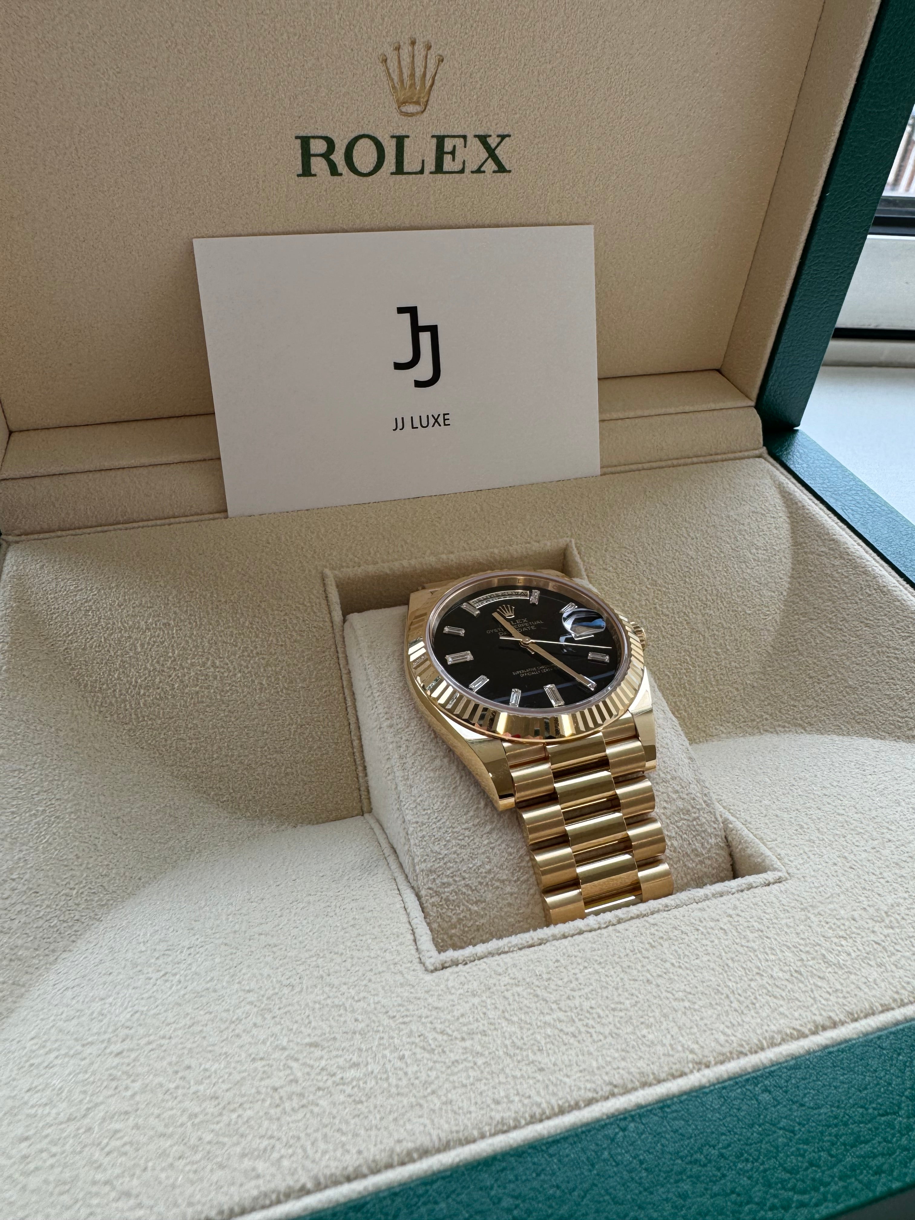 Rolex Day-Date 40mm 228238 Yellow Gold Black Diamond Dial