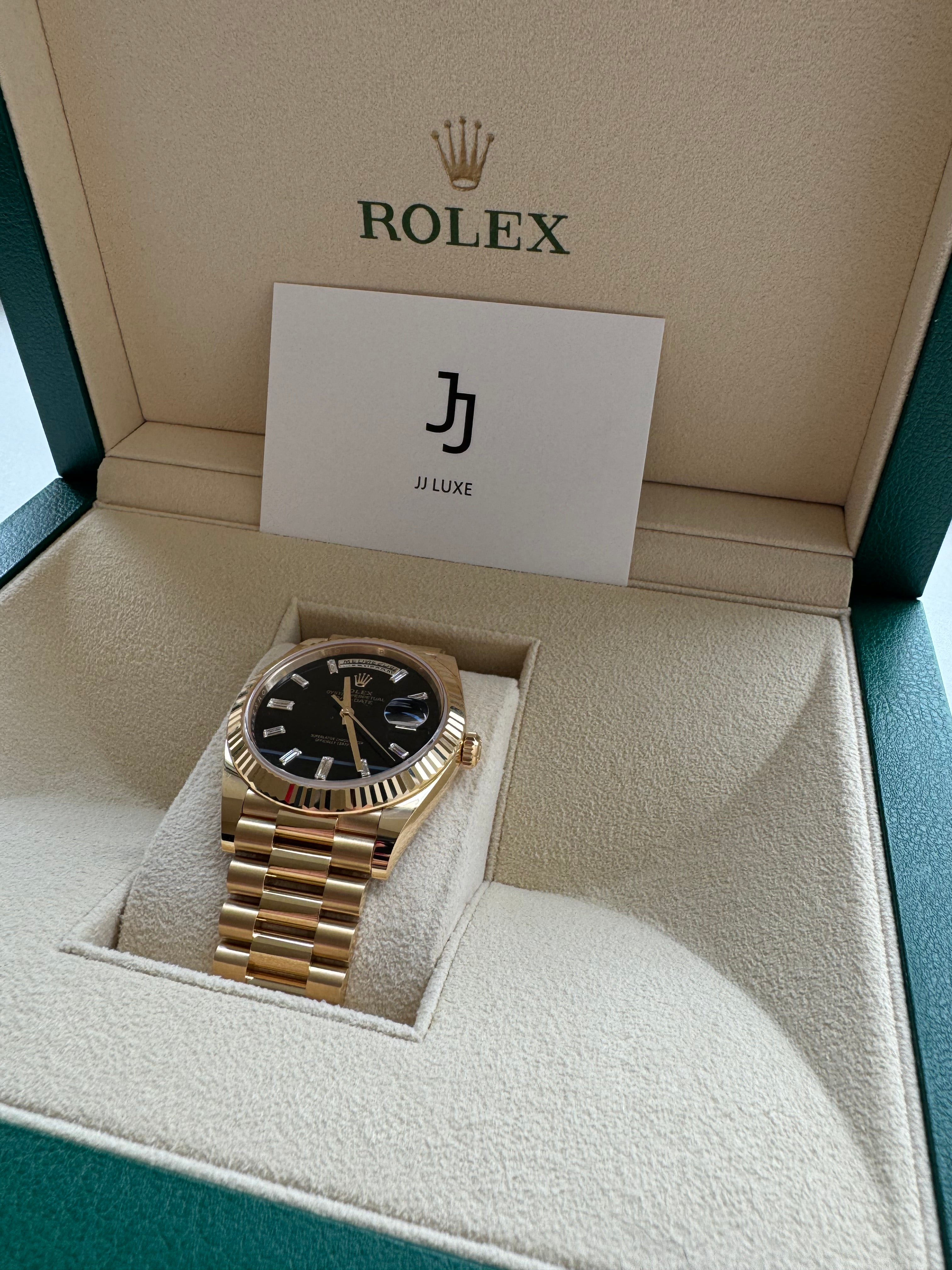 Rolex Day-Date 40mm 228238 Yellow Gold Black Diamond Dial