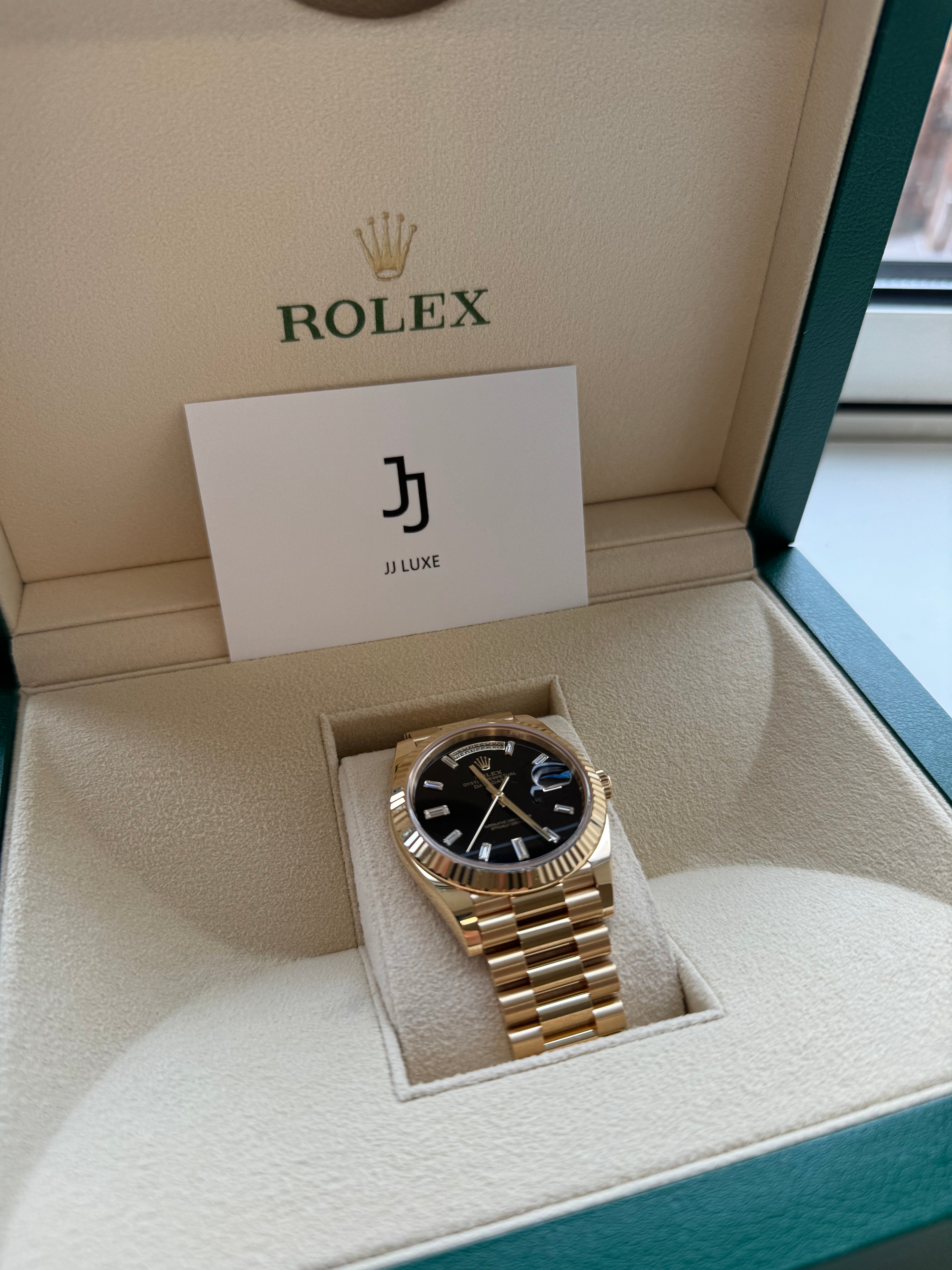 Rolex Day-Date 40mm 228238 Yellow Gold Black Diamond Dial