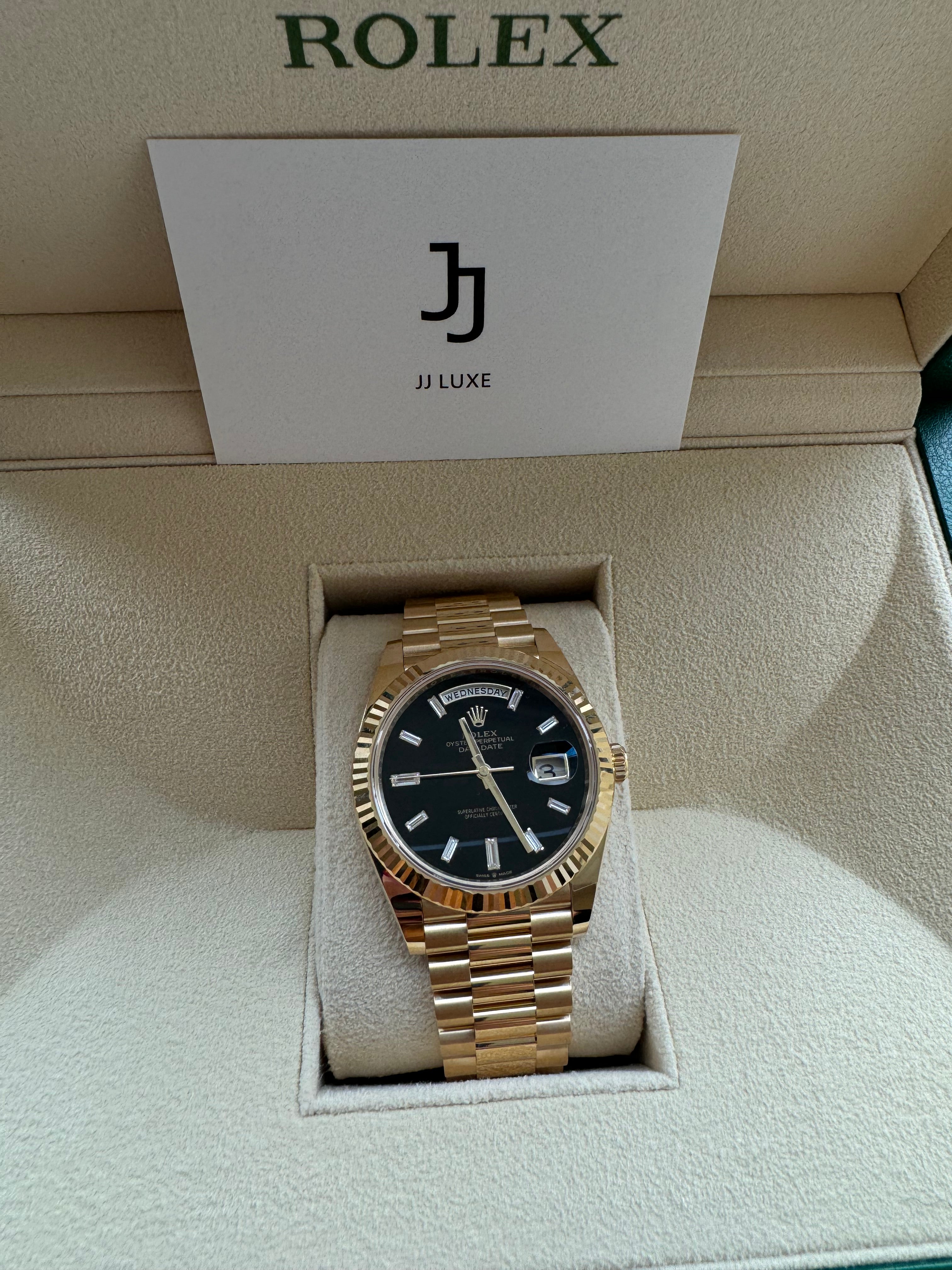 Rolex Day-Date 40mm 228238 Yellow Gold Black Diamond Dial