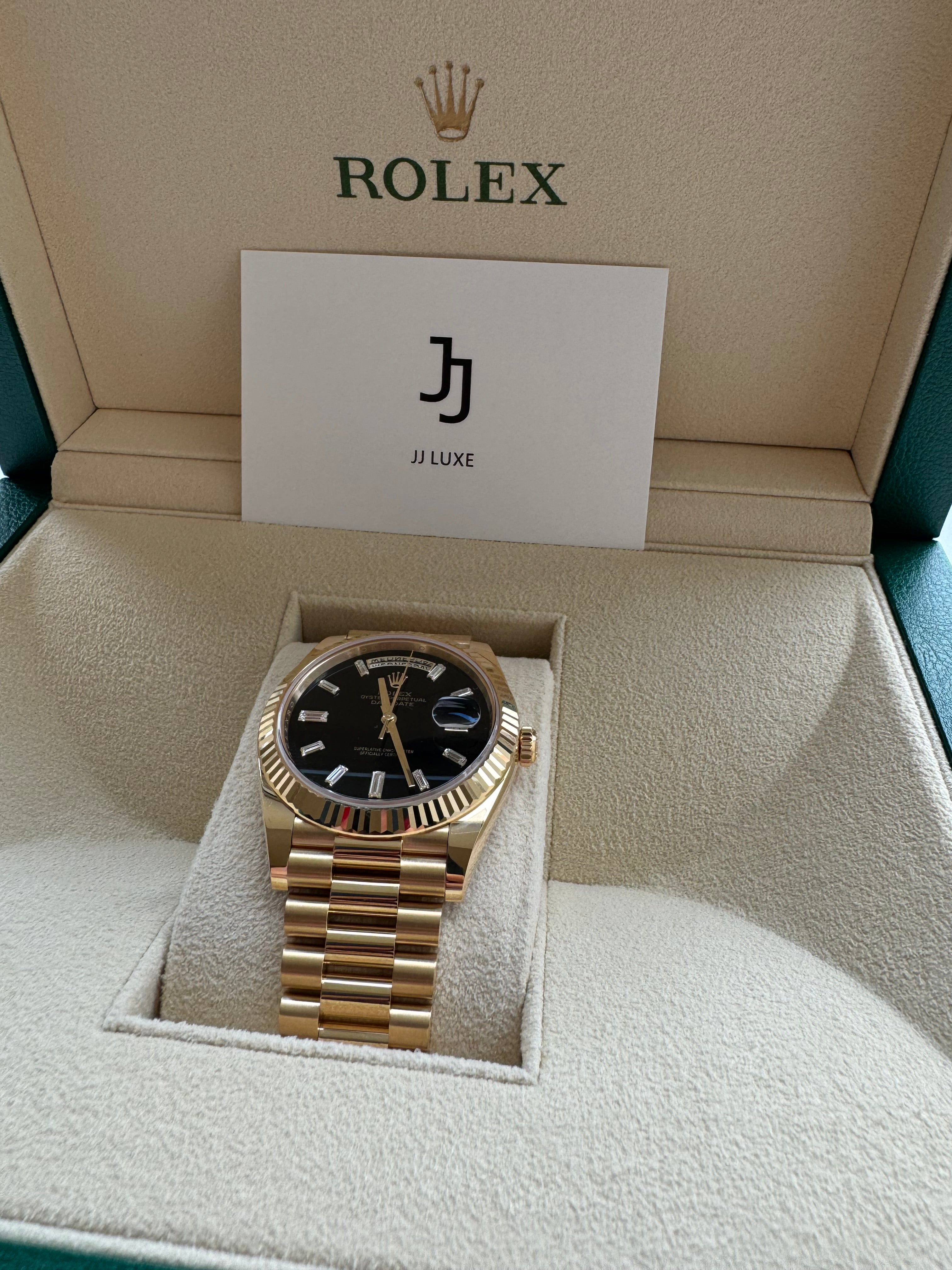 Rolex Day-Date 40mm 228238 Yellow Gold Black Diamond Dial