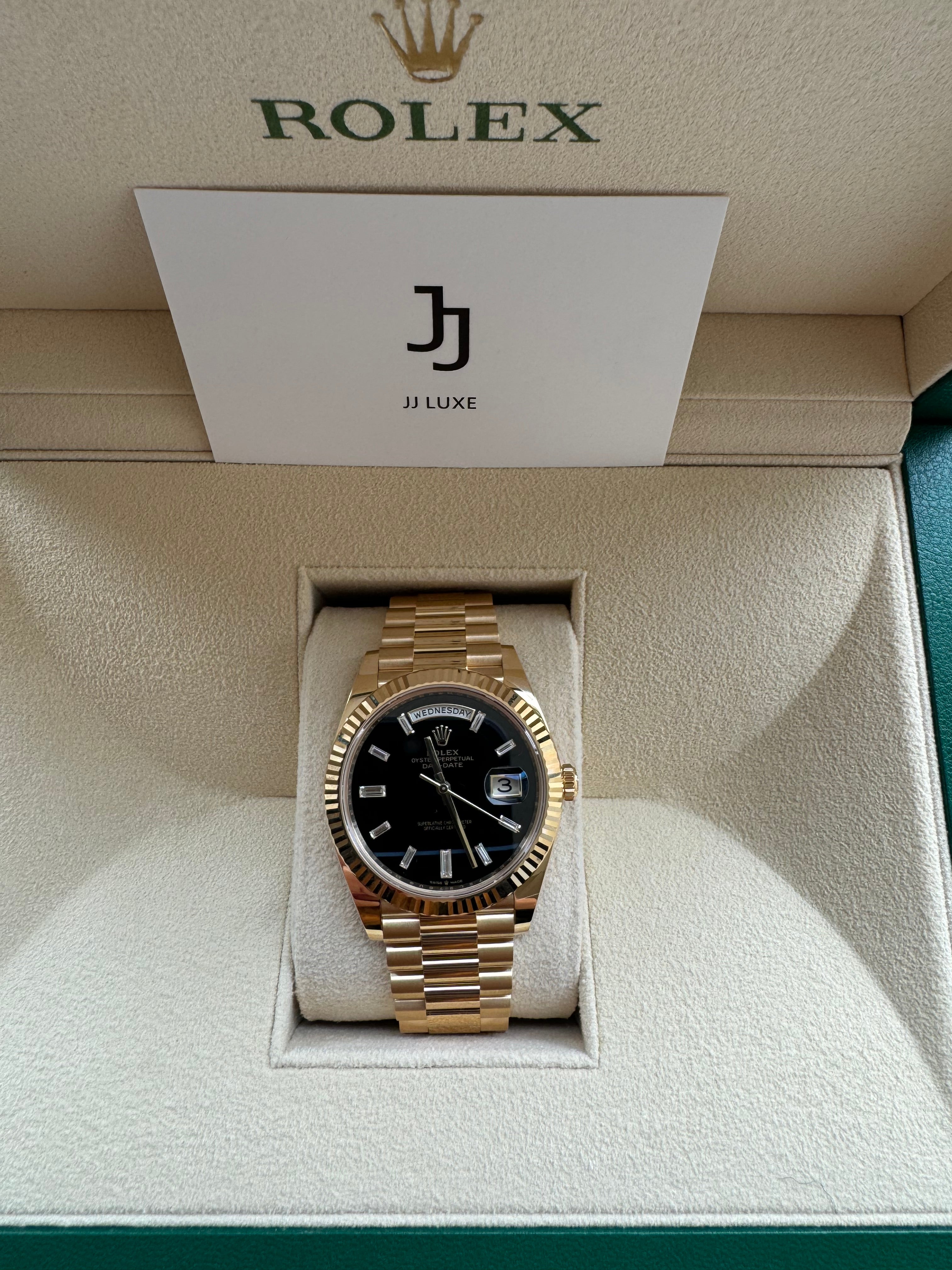 Rolex Day-Date 40mm 228238 Yellow Gold Black Diamond Dial