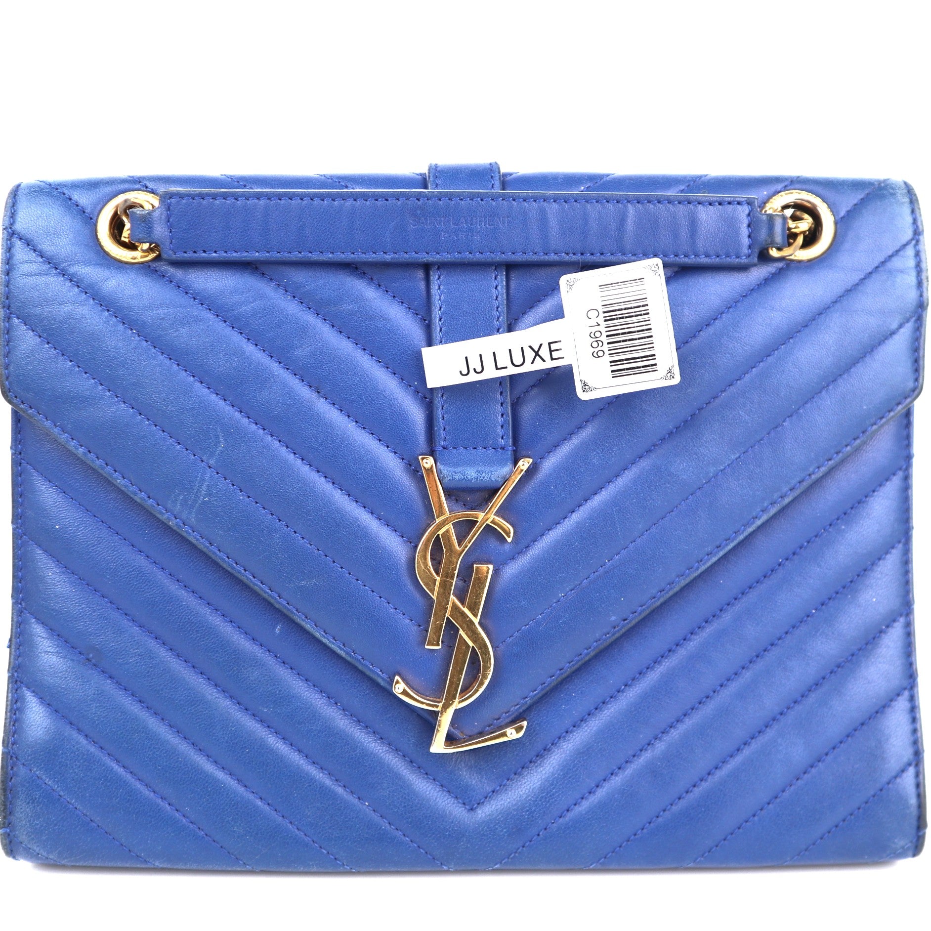 C1969 Saint Laurent Crossbody Bag Envelope Medium | Pre-Owned Very Good Blue