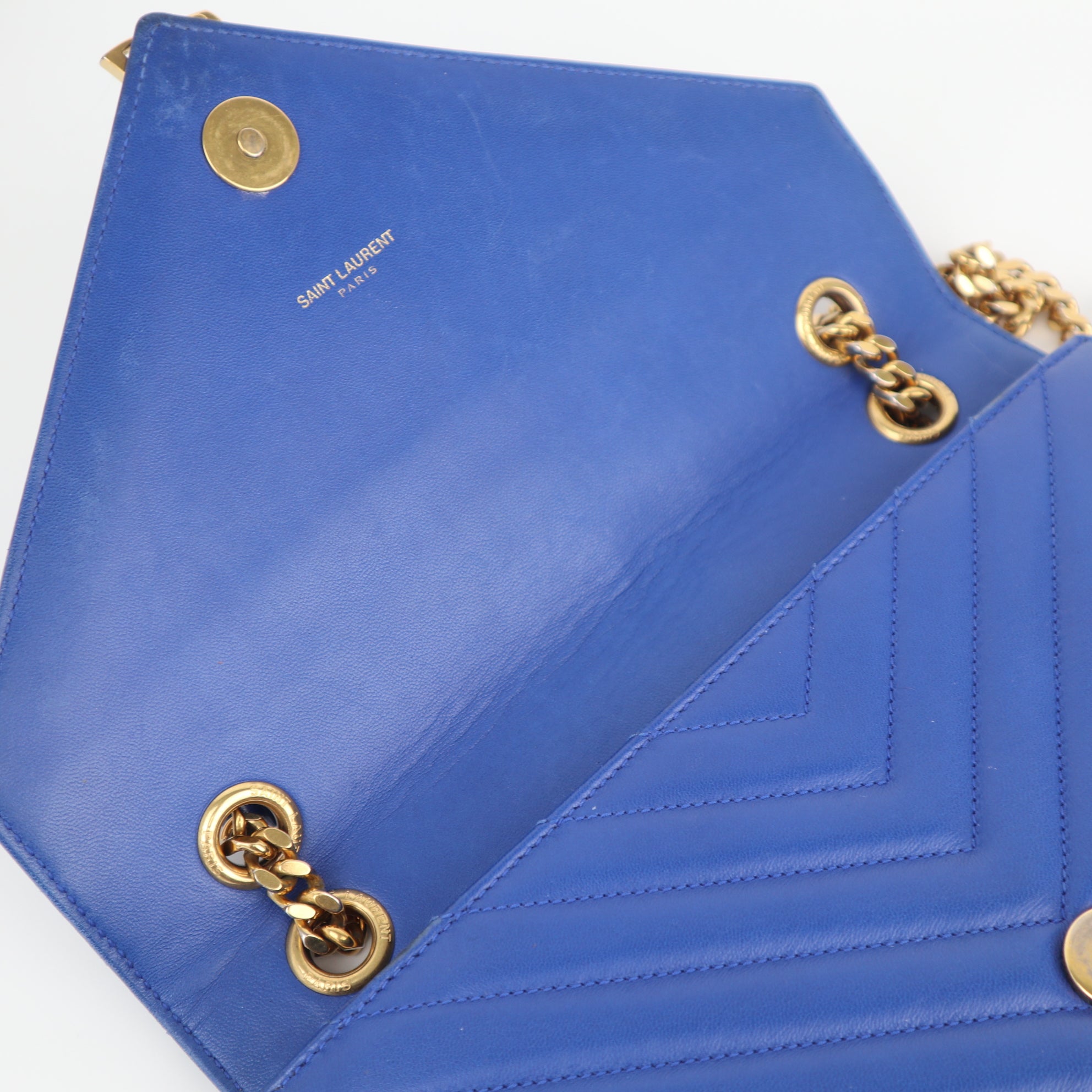 C1969 Saint Laurent Crossbody Bag Envelope Medium | Pre-Owned Very Good Blue
