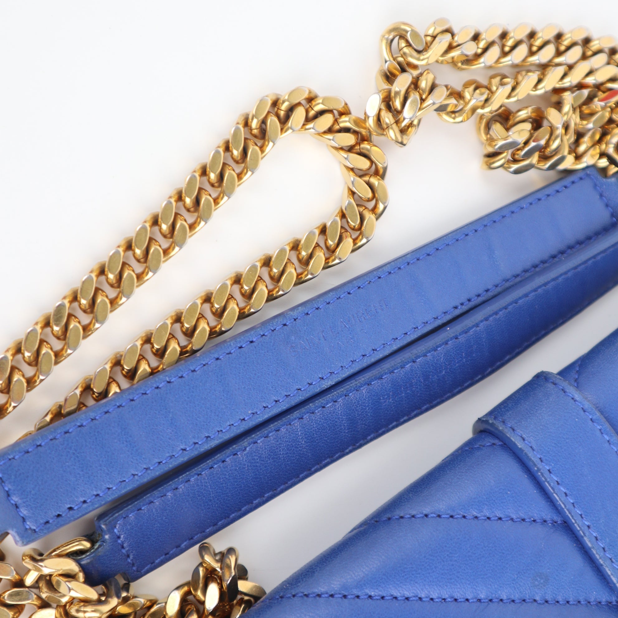 C1969 Saint Laurent Crossbody Bag Envelope Medium | Pre-Owned Very Good Blue