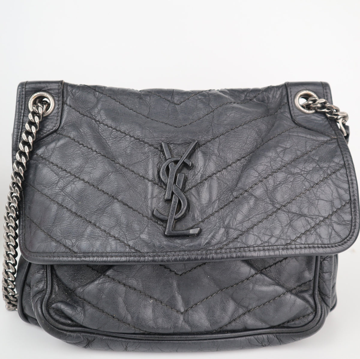 C1970 Saint Laurent Crossbody Bag Niki Medium | Pre-Owned Very Good Crinkled Leather