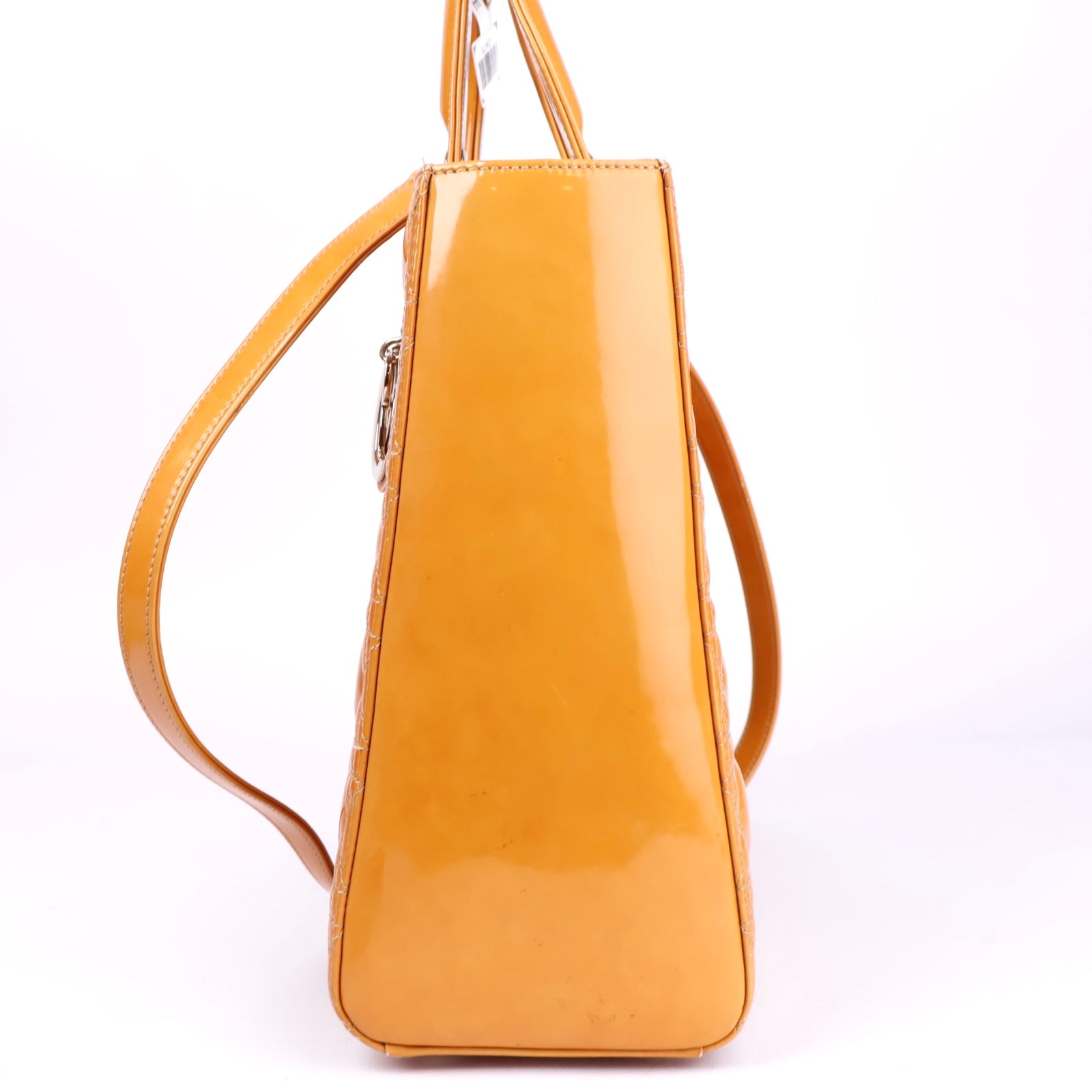 J3478 Christian Dior Beige Patent Leather Cannage Lady Dior Bag- Pre Owned