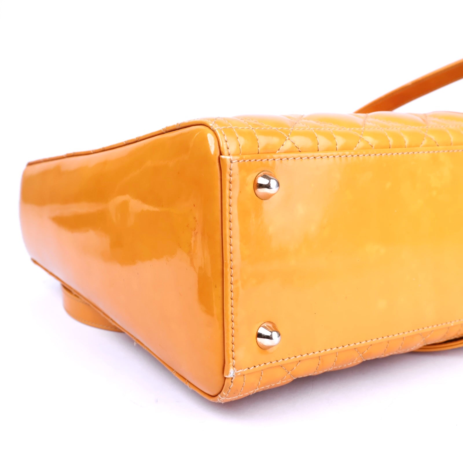 J3478 Christian Dior Beige Patent Leather Cannage Lady Dior Bag- Pre Owned