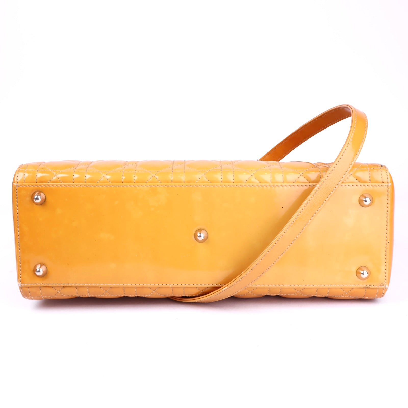 J3478 Christian Dior Beige Patent Leather Cannage Lady Dior Bag- Pre Owned