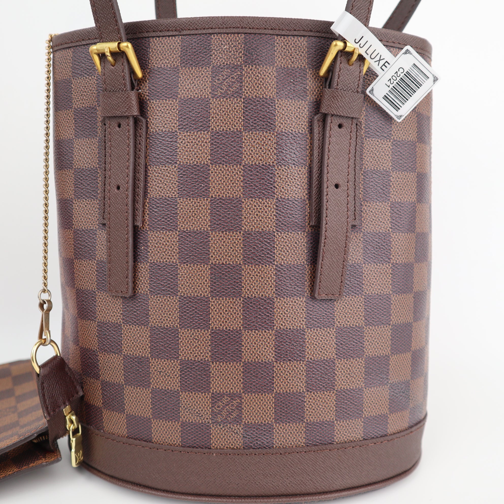 C2021R Louis Vuitton Bucket Bag Marais Bucket | Pre-Owned Excellent Brown Coated canvas Damier Ebene
